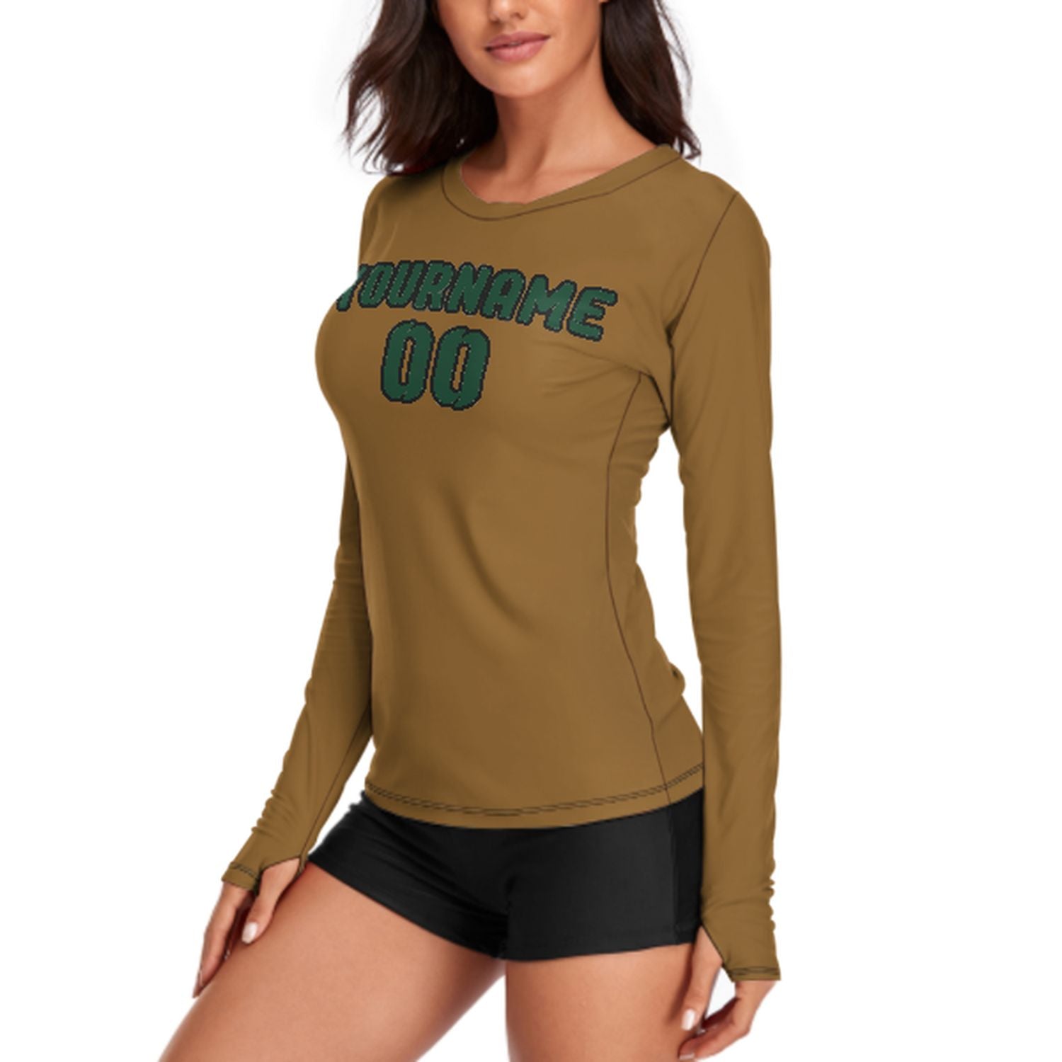 Camicia da donna a maniche lunghe color verde muschio kaki su misura