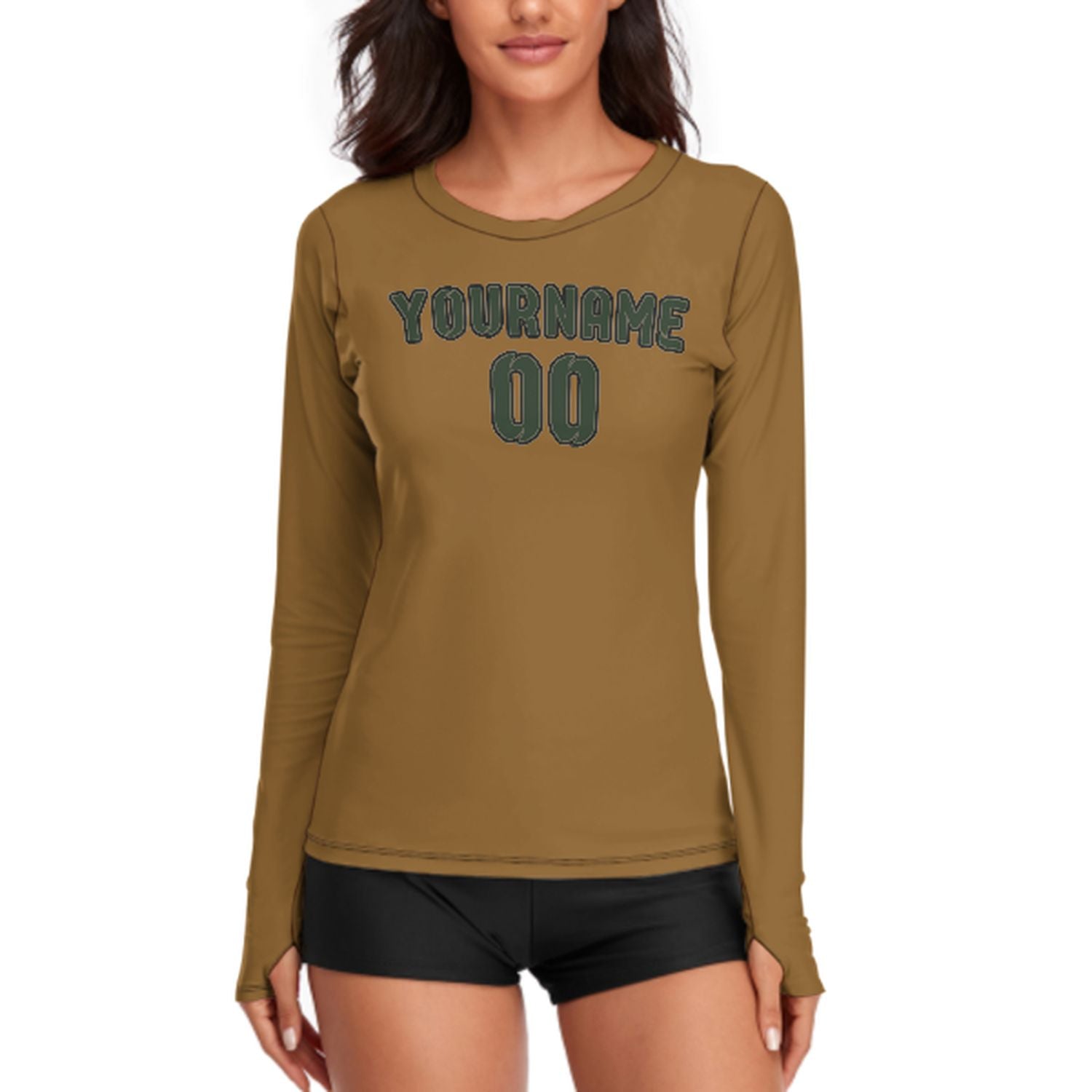 Camicia da donna a maniche lunghe color kaki e verde abete su misura