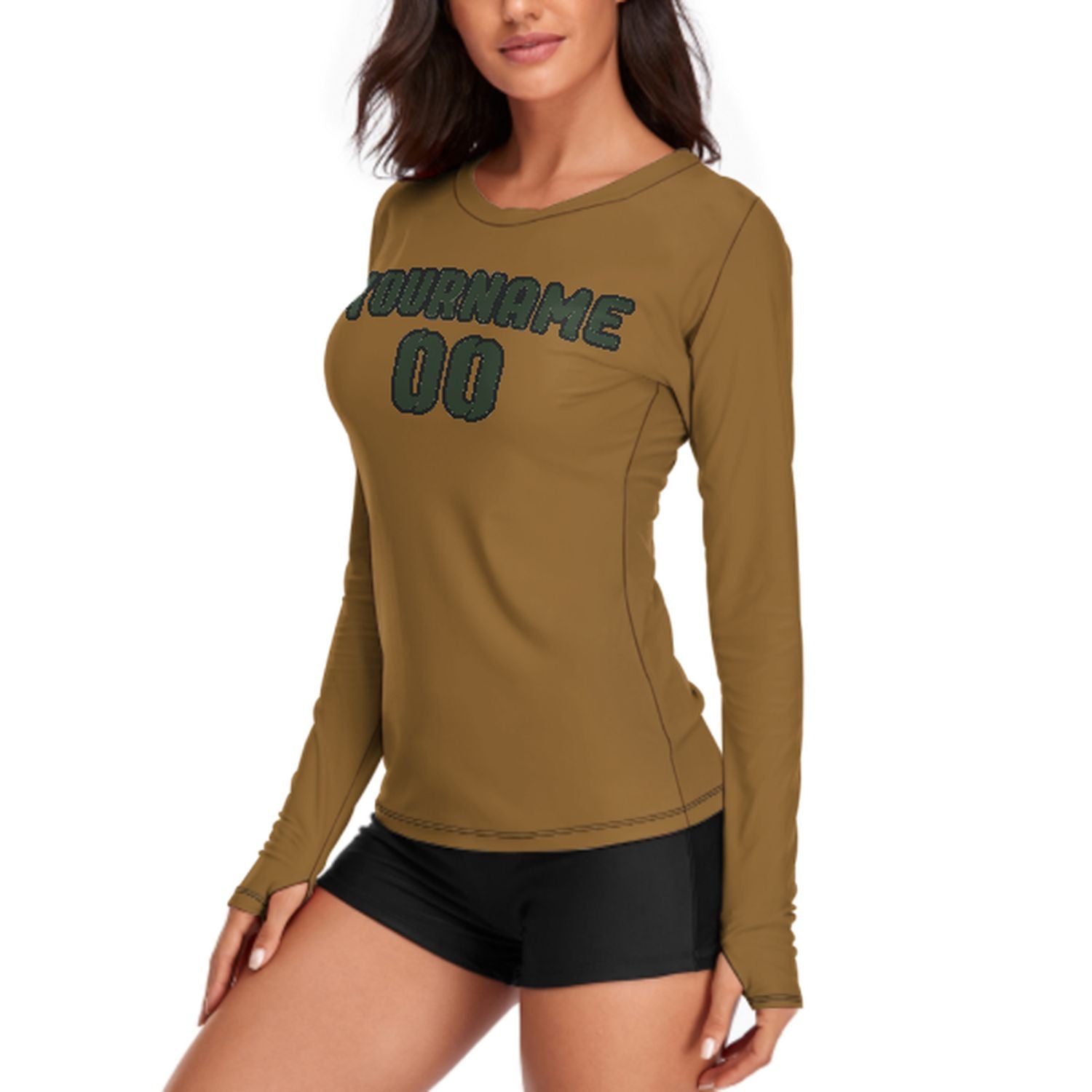 Camicia da donna a maniche lunghe color kaki e verde abete su misura