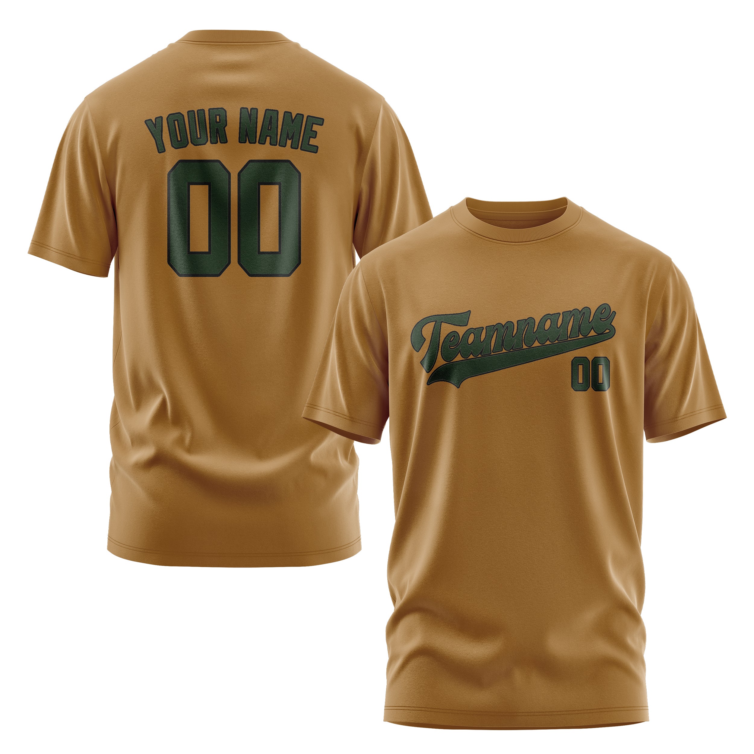 Maßgeschneidertes Khaki Tannengrün T-Shirt