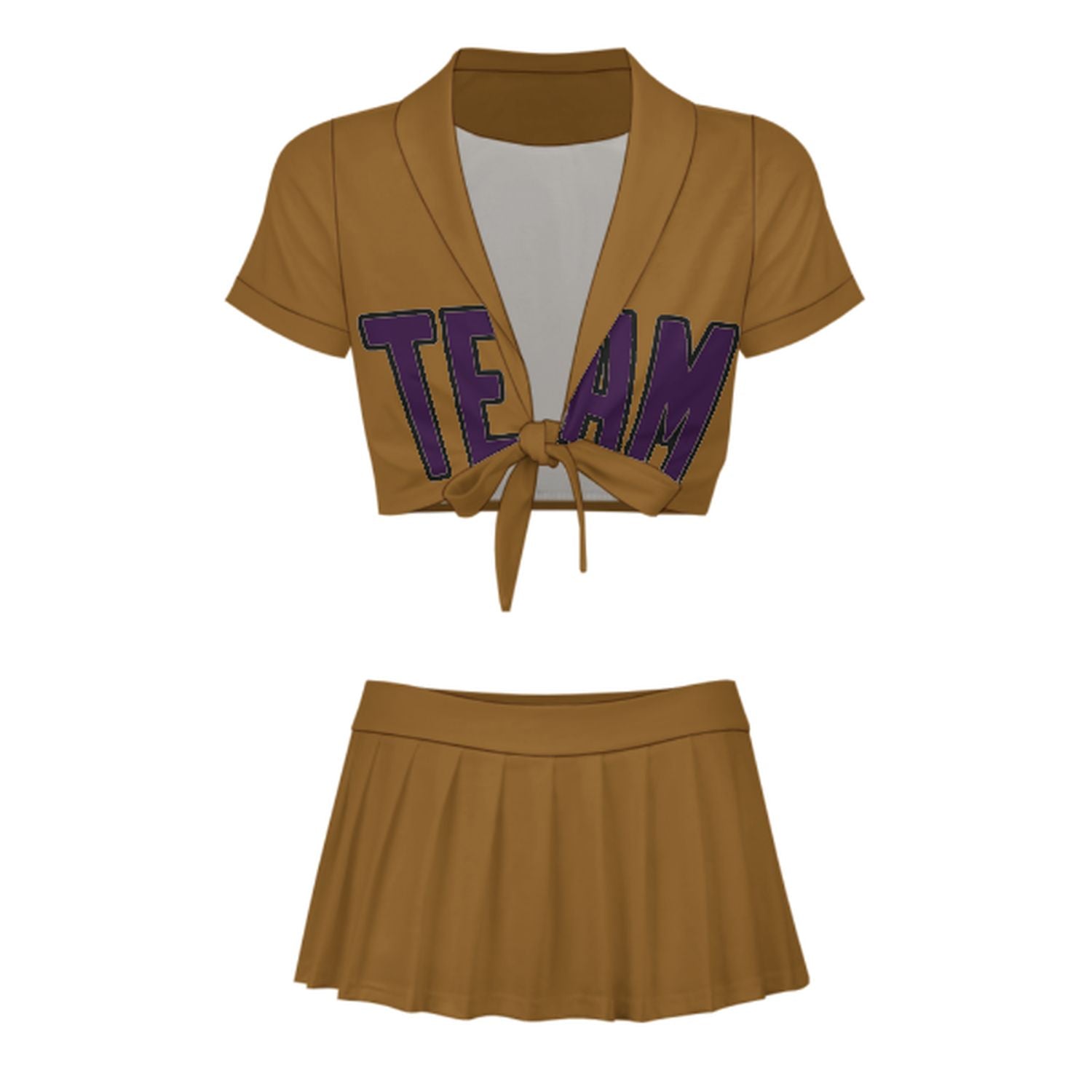Maßgeschneidertes Khaki Lila Cheerleader Outfit Set