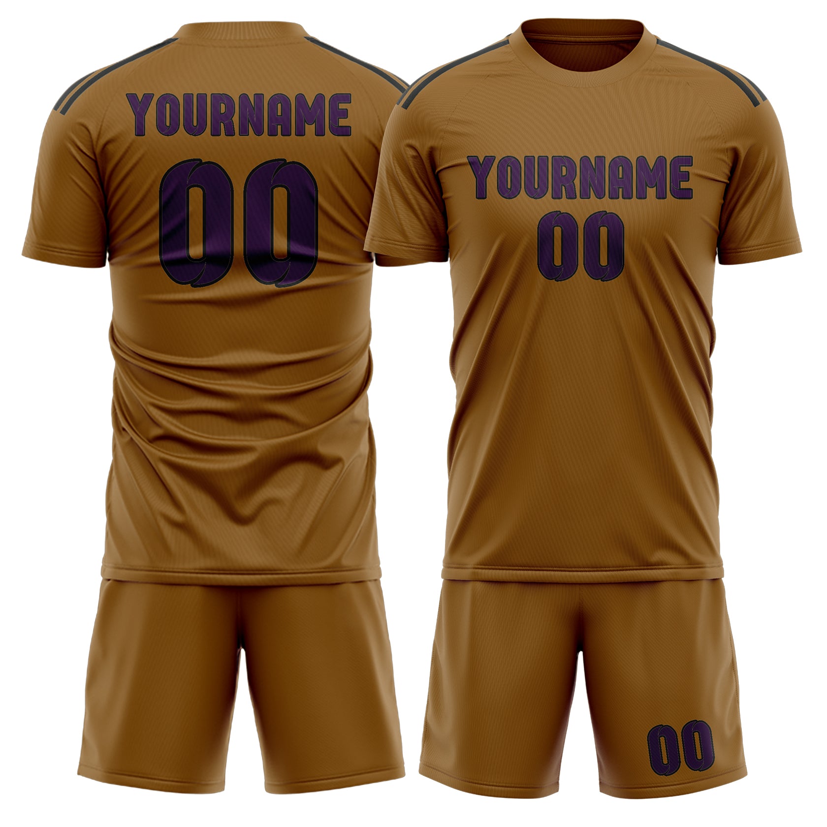 Maßgeschneidertes Professionelles Khaki Lila Fußballtrikot-Set