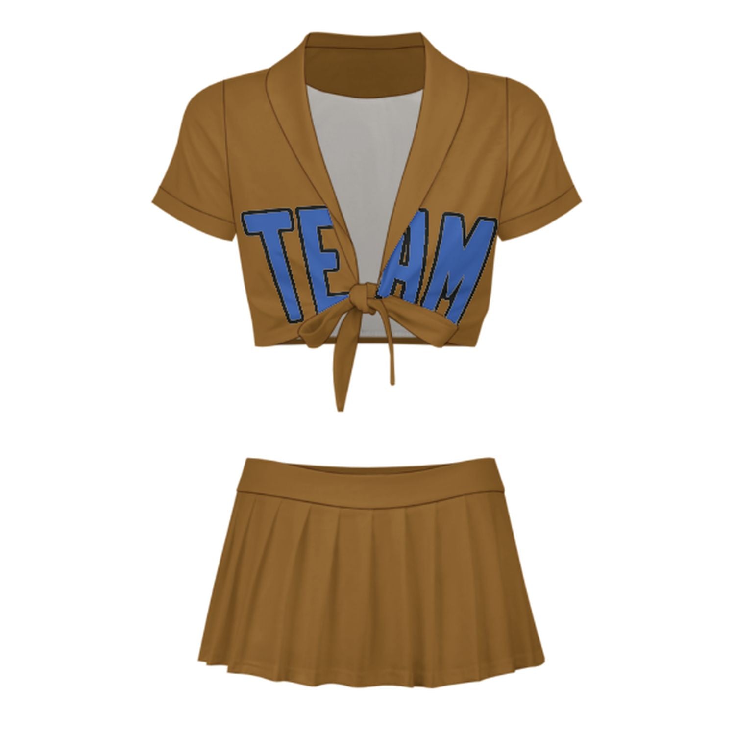 Maßgeschneidertes Khaki Himmelblau Cheerleader Outfit Set