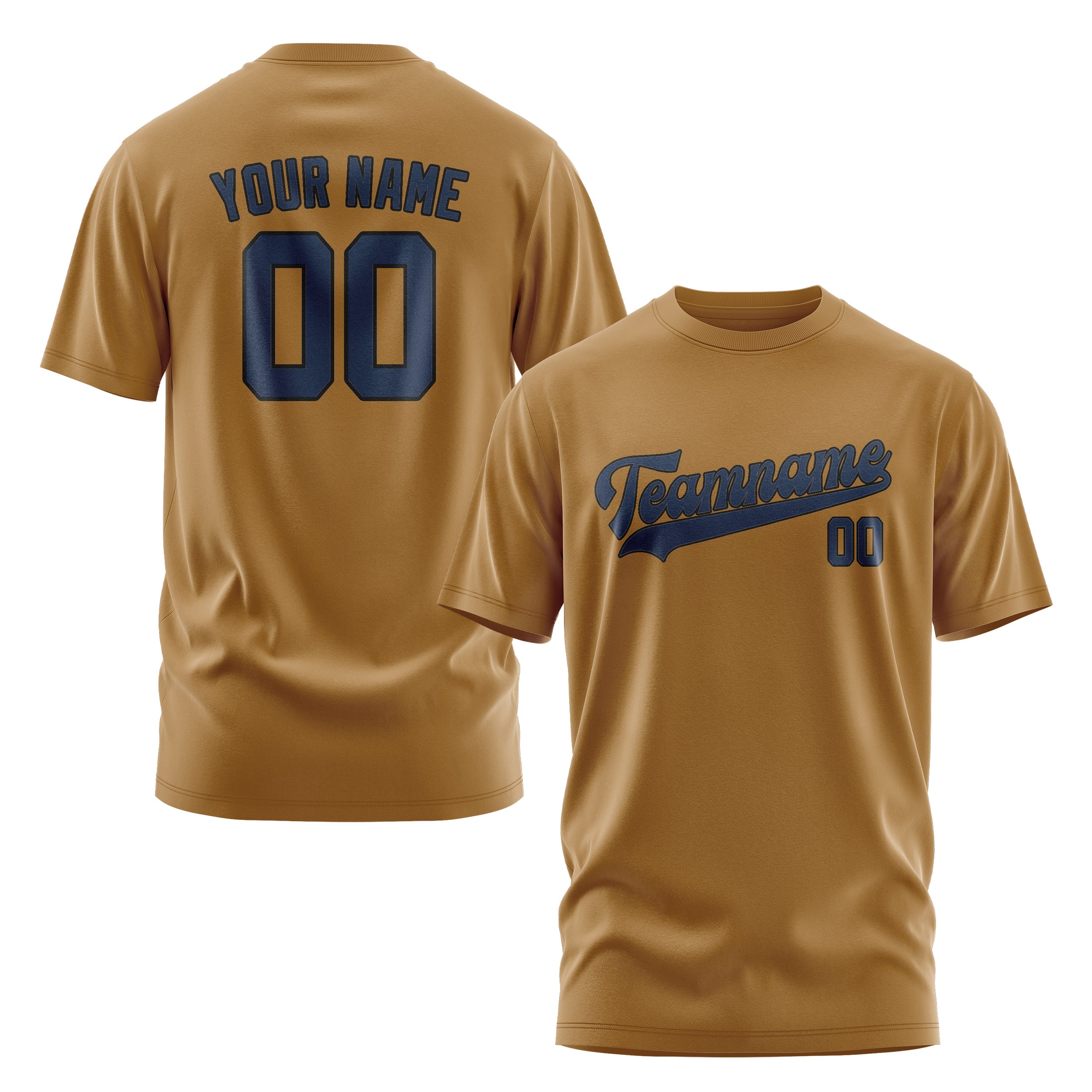 Maßgeschneidertes Khaki Marineblau T-Shirt