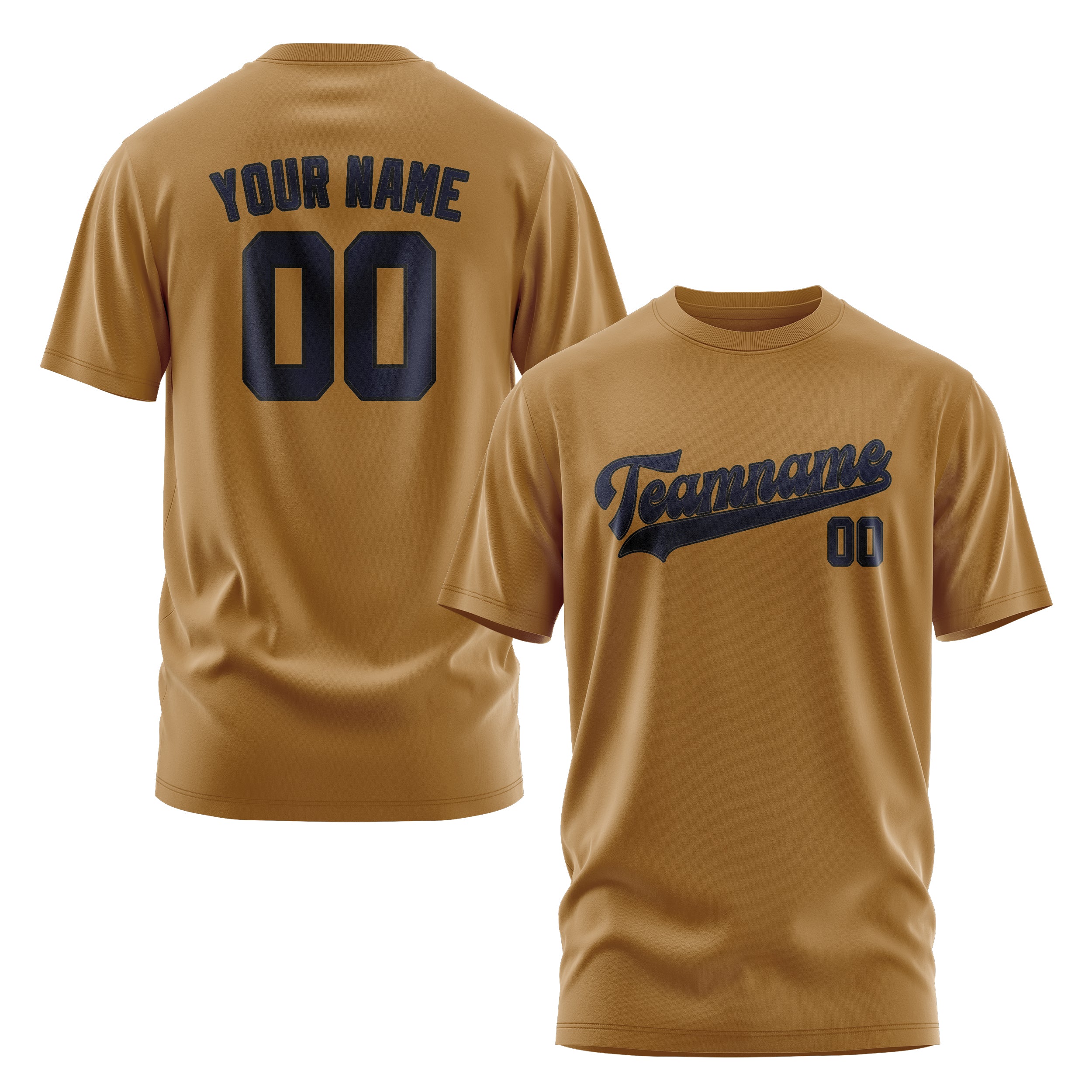 Maßgeschneidertes Khaki Stahlblau T-Shirt