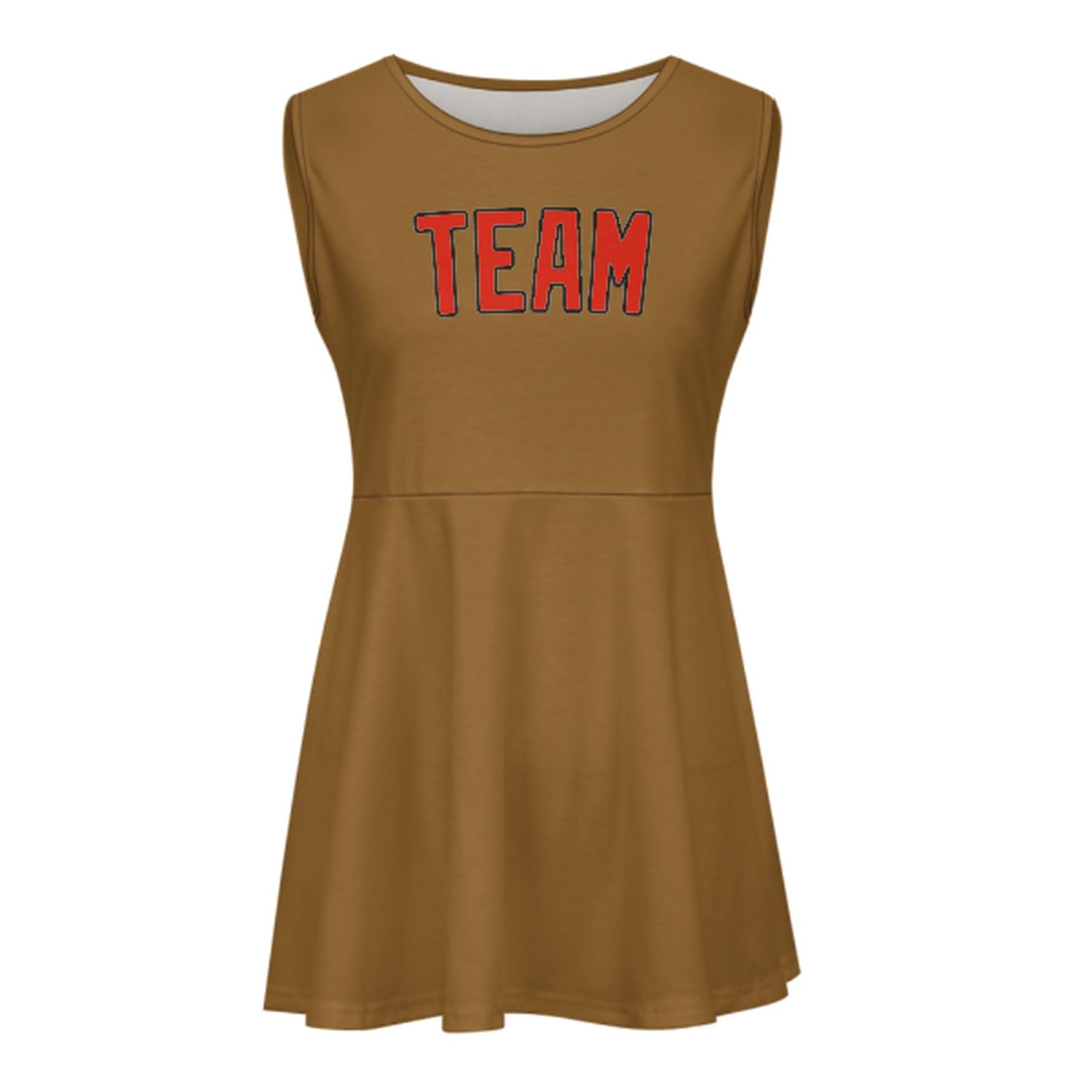Maßgeschneidertes Khaki Orangerot Cheerleader-Kleid