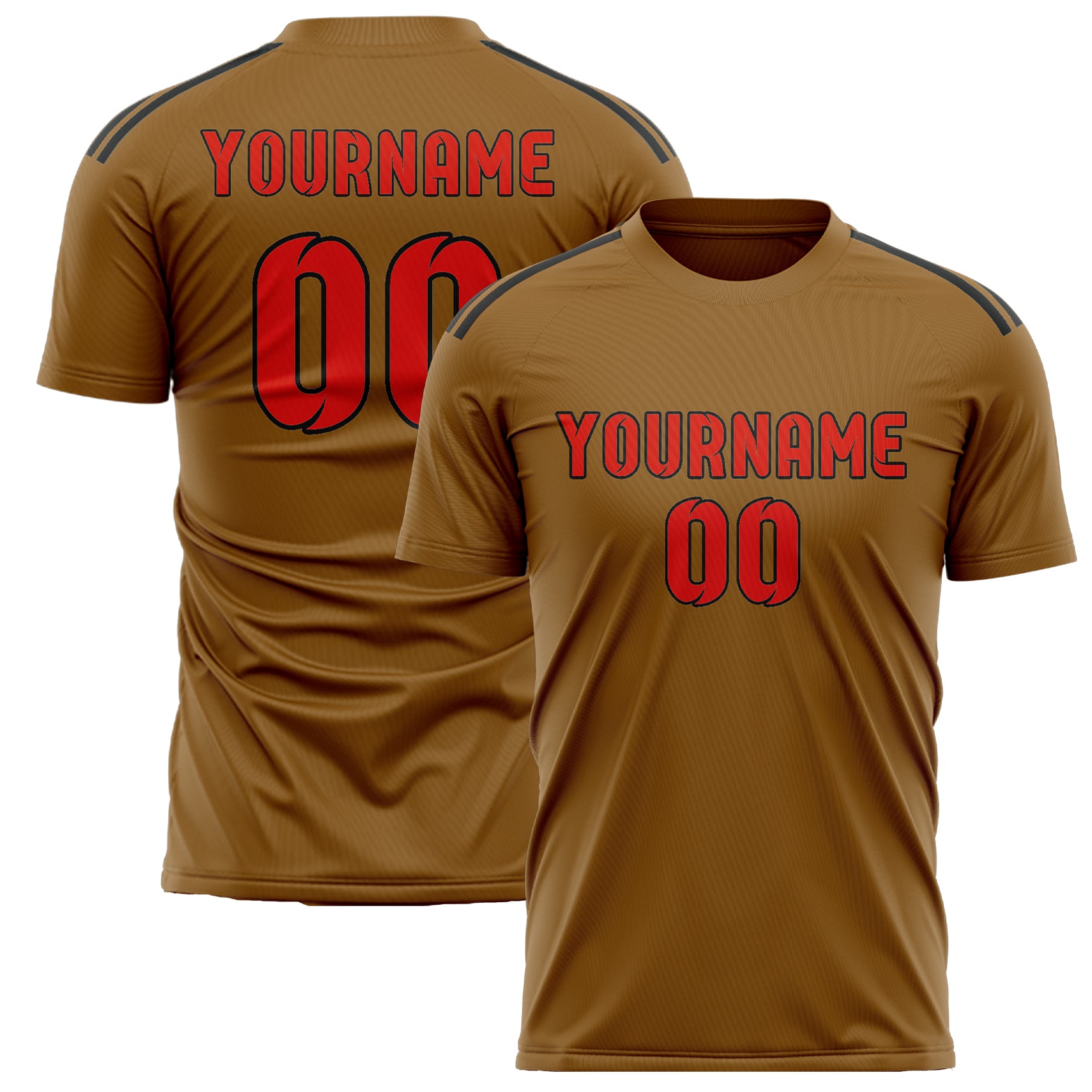 Benutzerdefiniertes Professionelles Khaki Orangerot Fußballtrikot