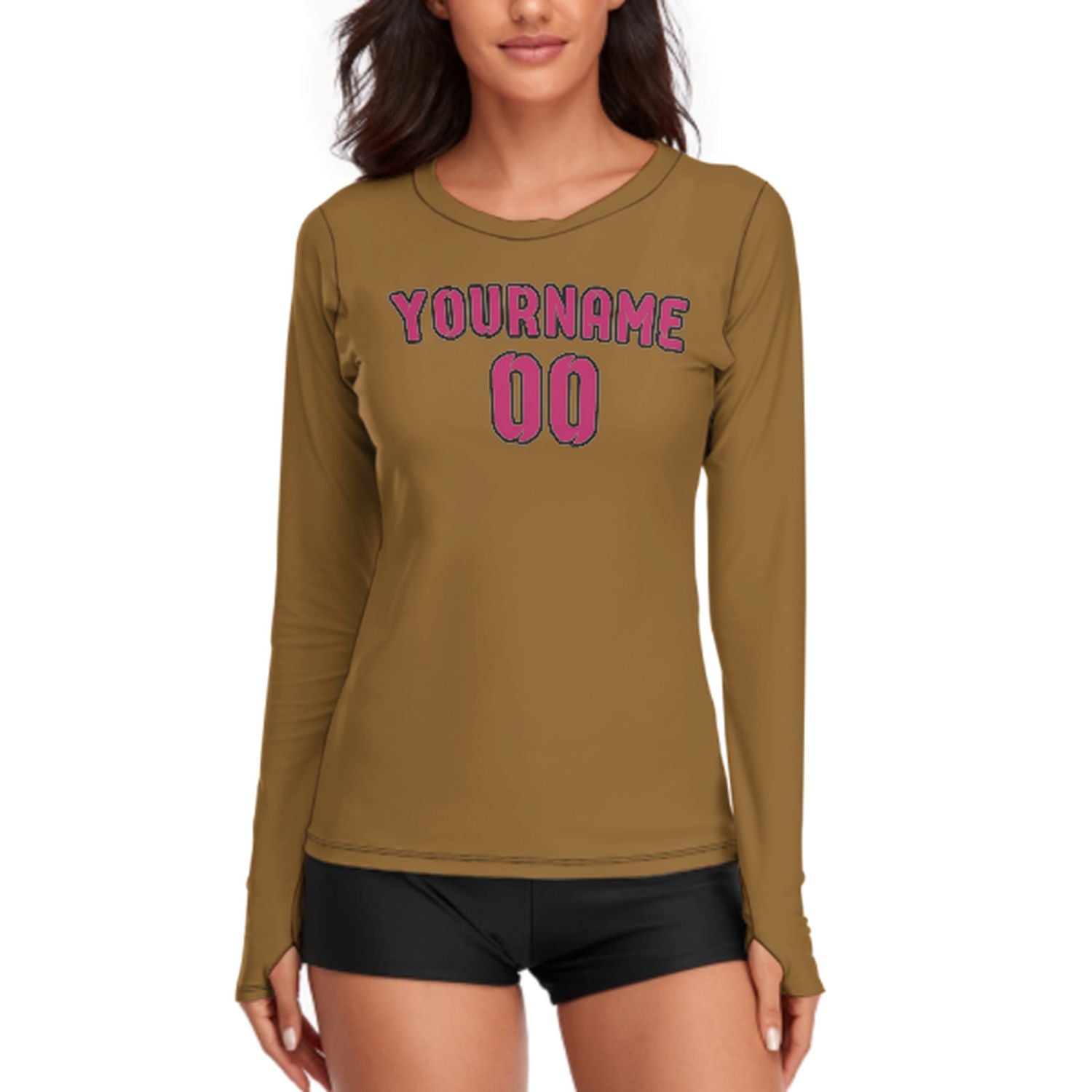 Camicia a maniche lunghe da donna rosa kaki su misura