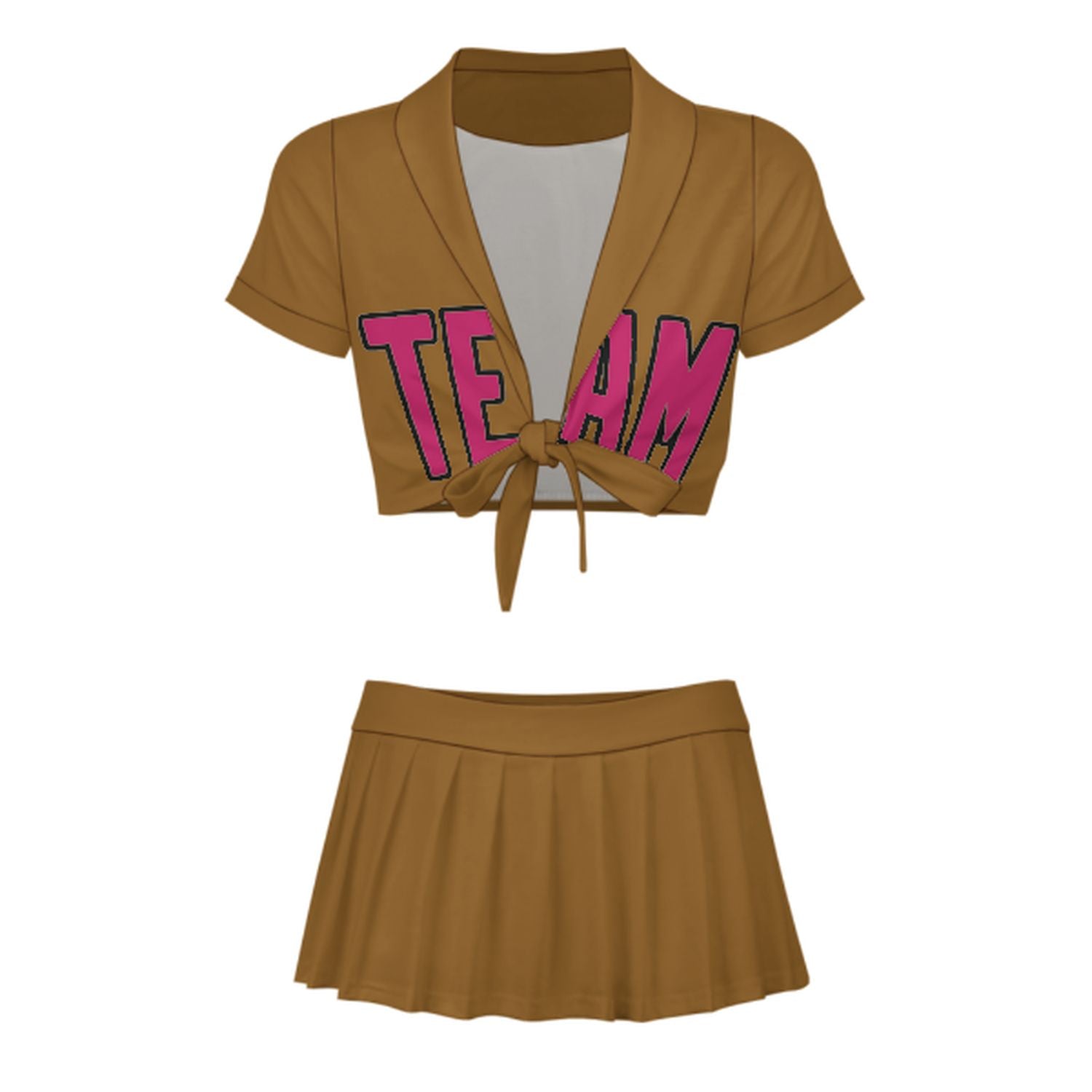 Maßgeschneidertes Khaki Rosarot Cheerleader Outfit Set