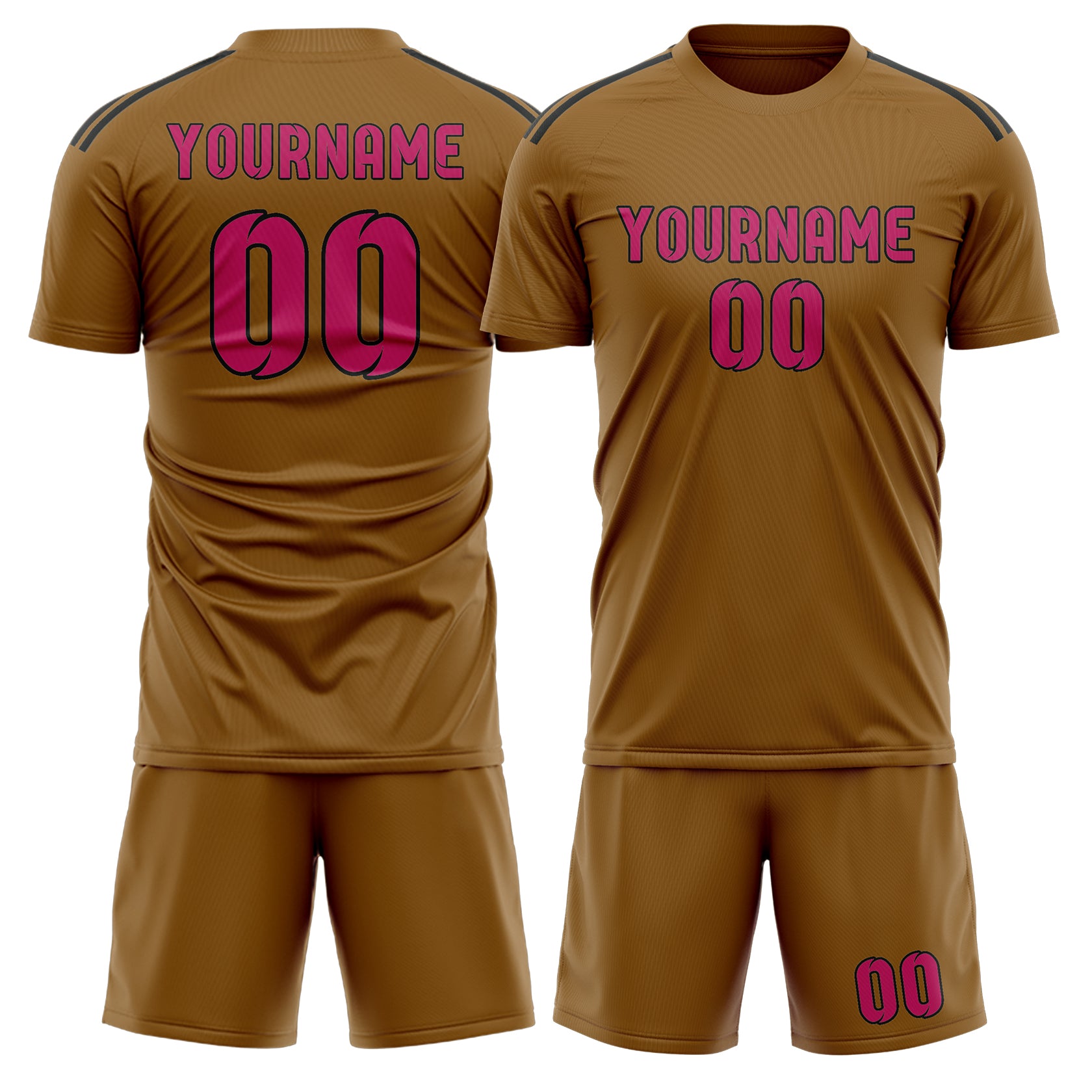 Maßgeschneidertes Professionelles Khaki Rosarot Fußballtrikot-Set