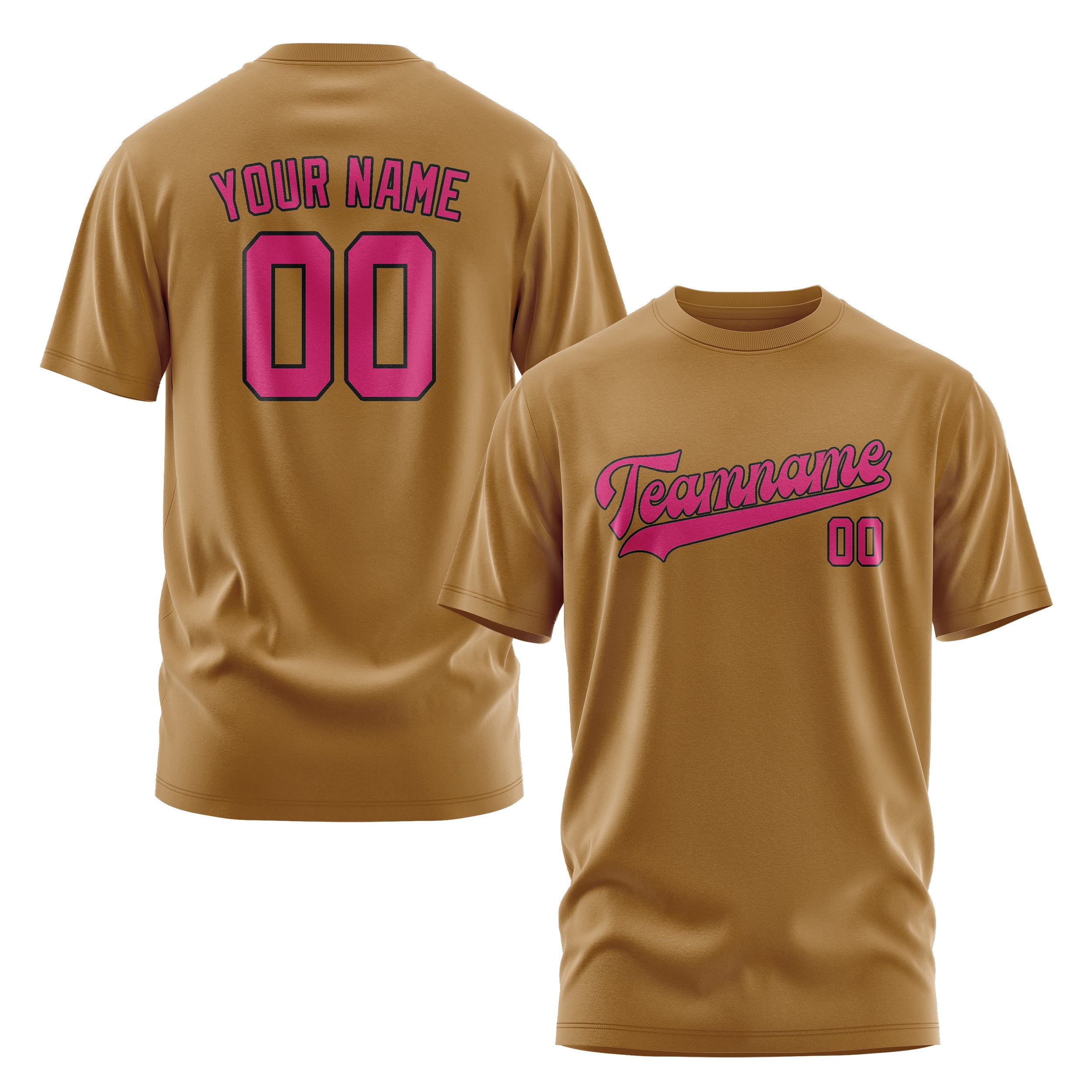Maßgeschneidertes Khaki Rosarot T-Shirt