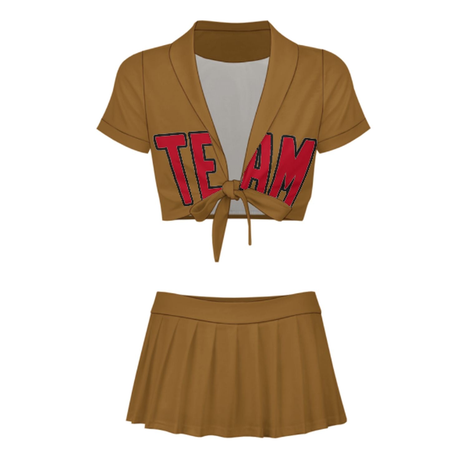 Maßgeschneidertes Khaki Rot Cheerleader Outfit Set