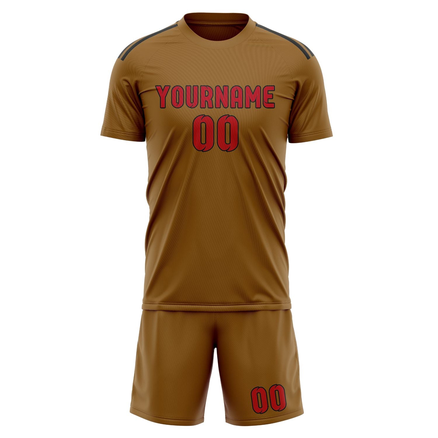 Maßgeschneidertes Professionelles Khaki Rot Fußballtrikot-Set