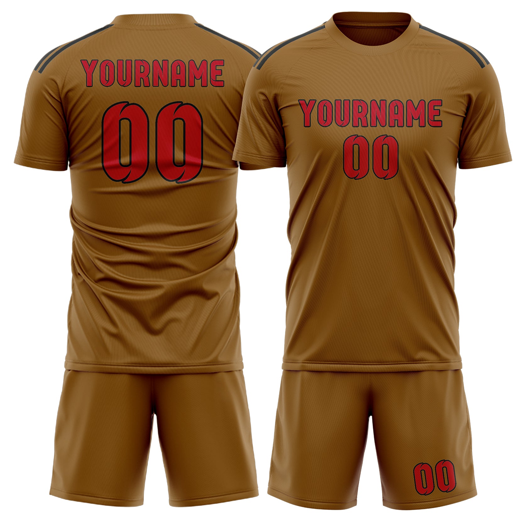 Maßgeschneidertes Professionelles Khaki Rot Fußballtrikot-Set