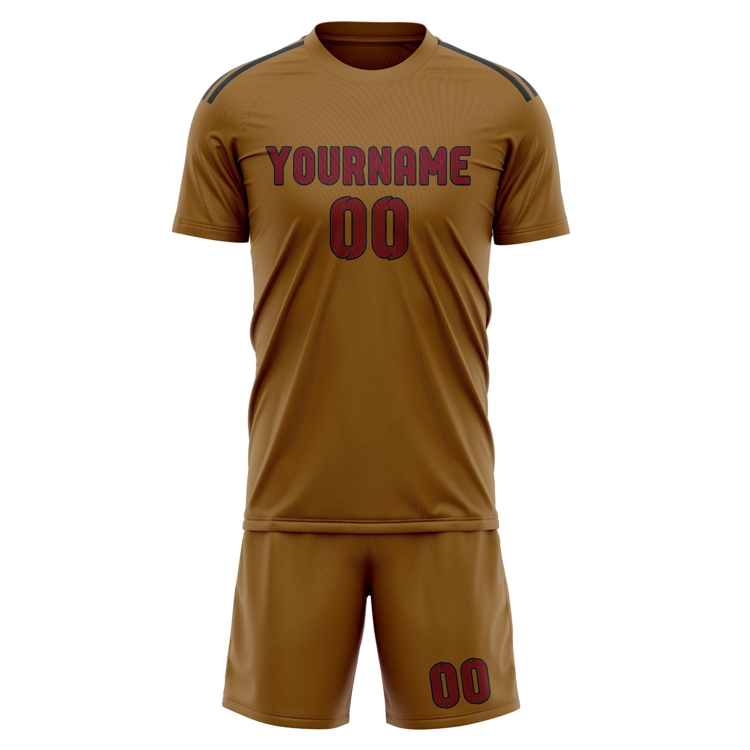 Maßgeschneidertes Professionelles Khaki Karmesinrot Fußballtrikot-Set