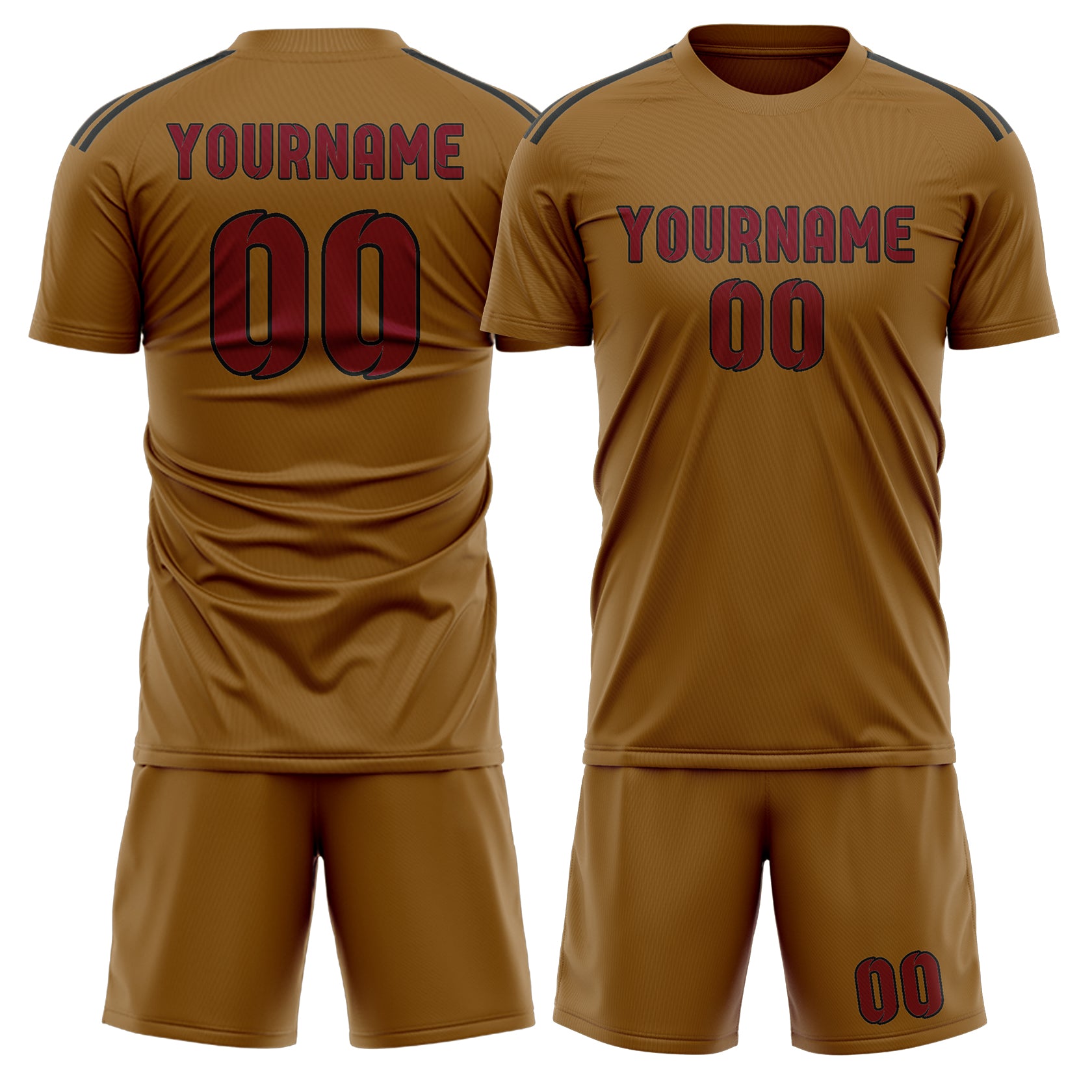 Maßgeschneidertes Professionelles Khaki Karmesinrot Fußballtrikot-Set