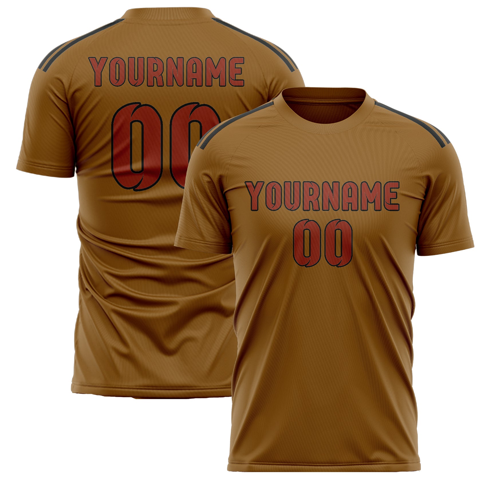 Benutzerdefiniertes Professionelles Khaki Korallenrot Fußballtrikot