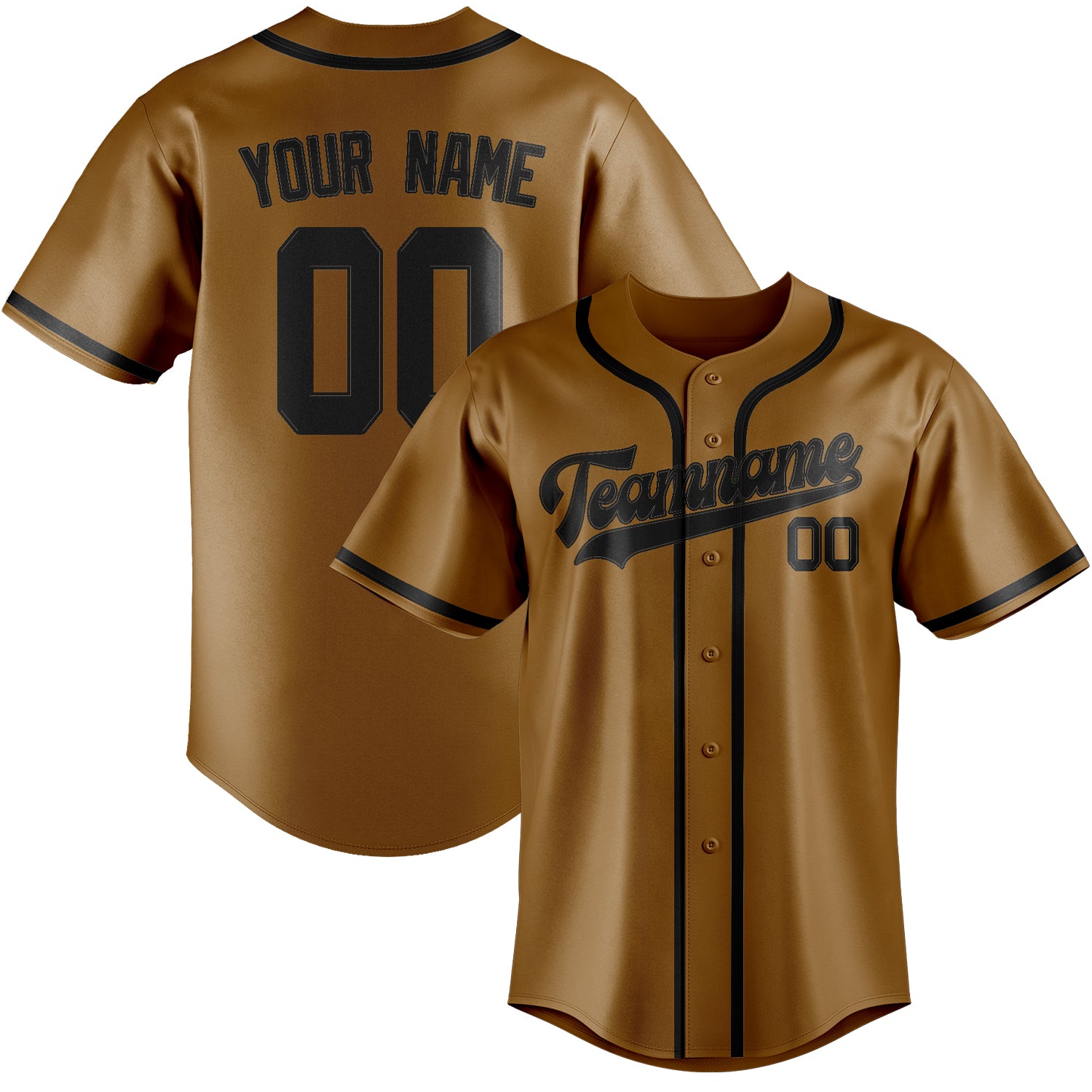 Benutzerdefiniertes Professionelles Khaki Schwarz Baseballtrikot