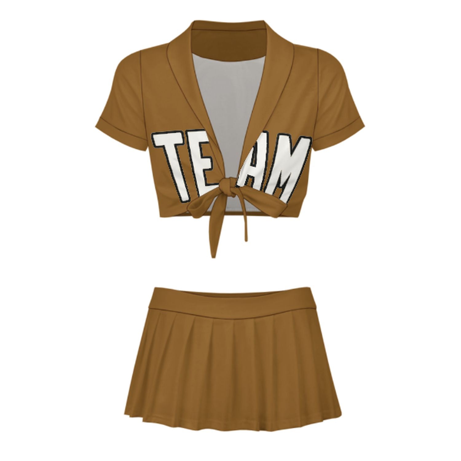 Maßgeschneidertes Khaki Weiß Cheerleader Outfit Set