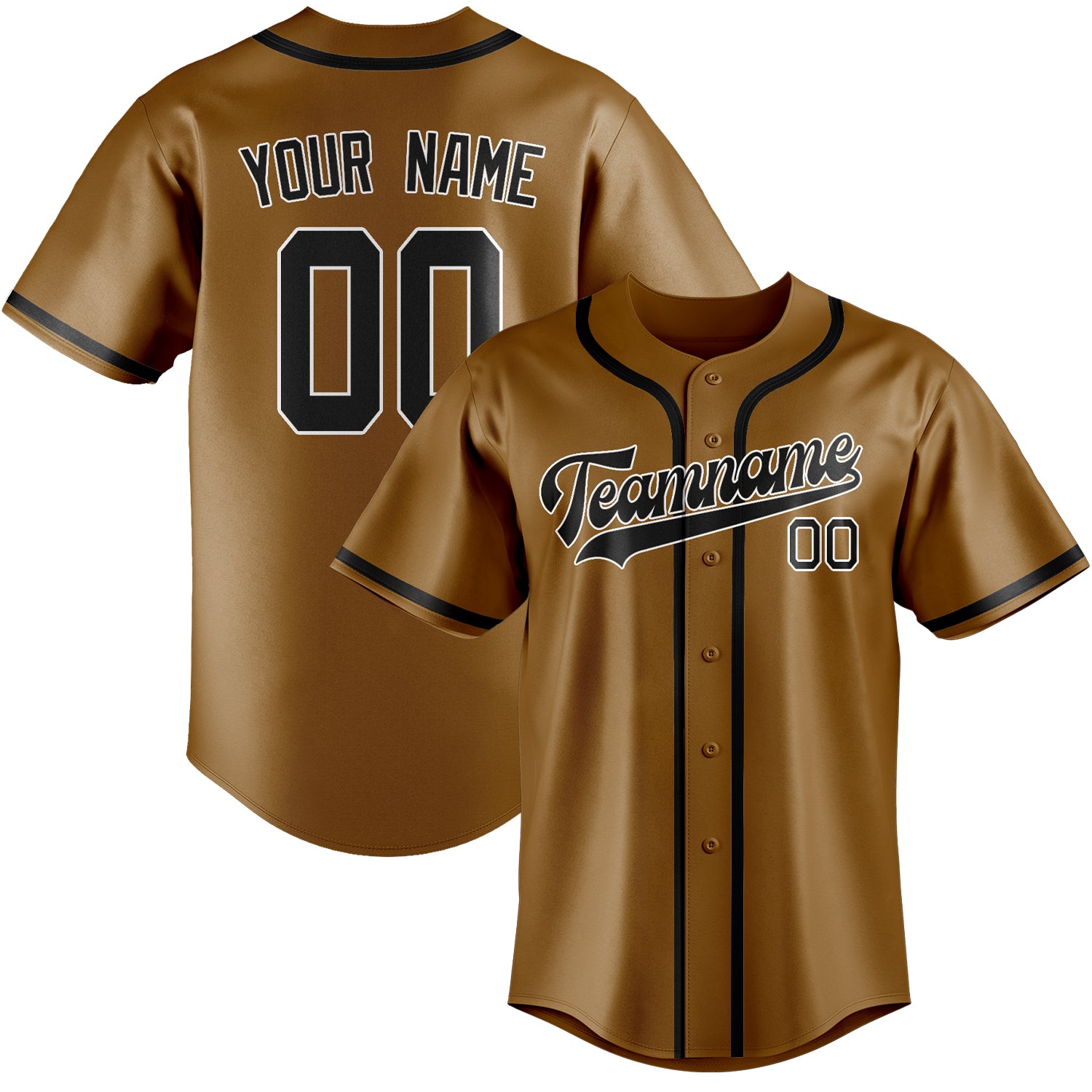 Benutzerdefiniertes Professionelles Khaki Schwarz Baseballtrikot