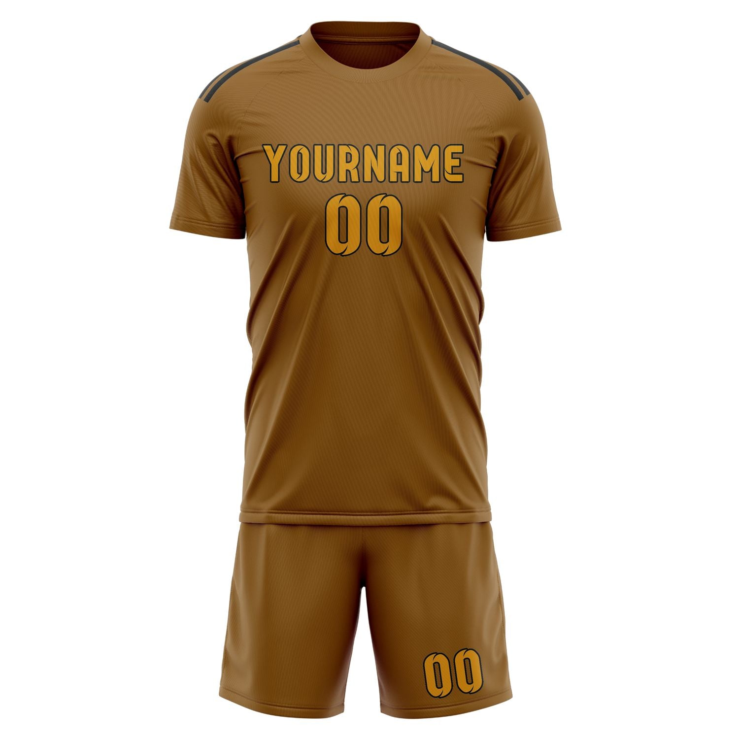 Maßgeschneidertes Professionelles Khaki Gelb Fußballtrikot-Set