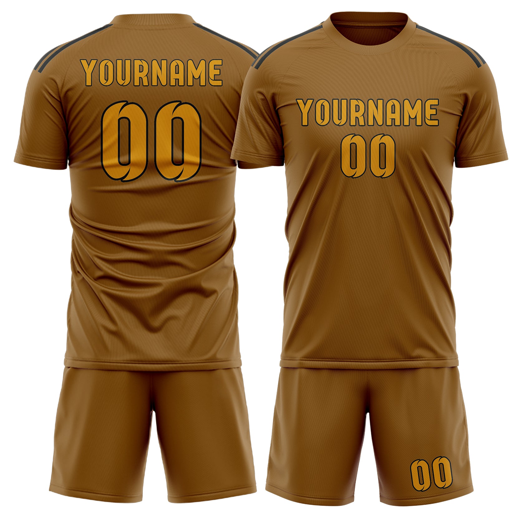 Maßgeschneidertes Professionelles Khaki Gelb Fußballtrikot-Set