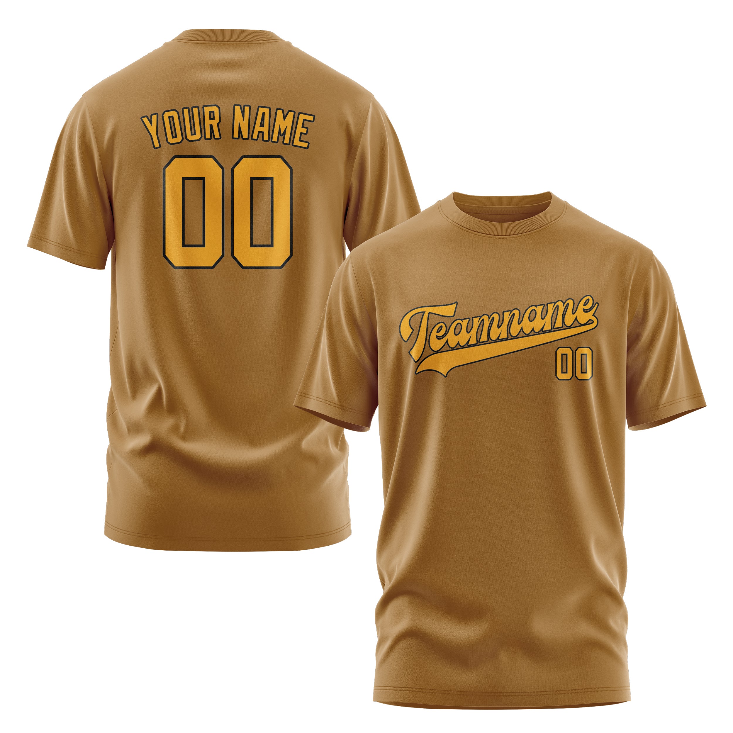 Maßgeschneidertes Khaki Gelb T-Shirt