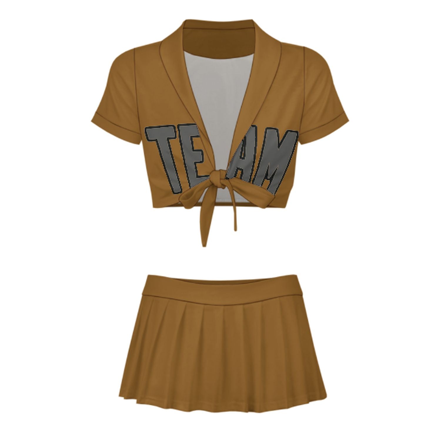 Maßgeschneidertes Khaki Dunkelgrau Cheerleader Outfit Set