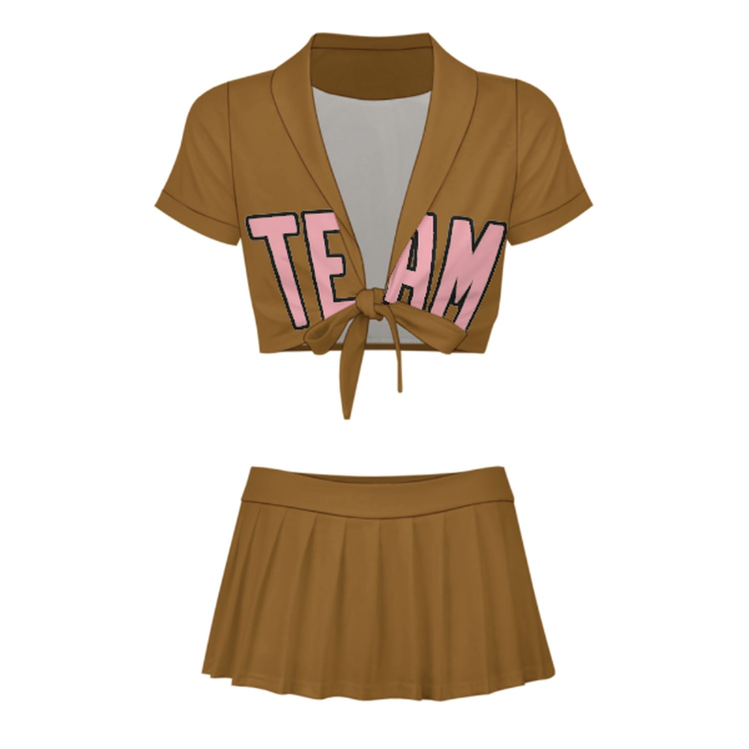 Maßgeschneidertes Khaki Rosa Cheerleader Outfit Set