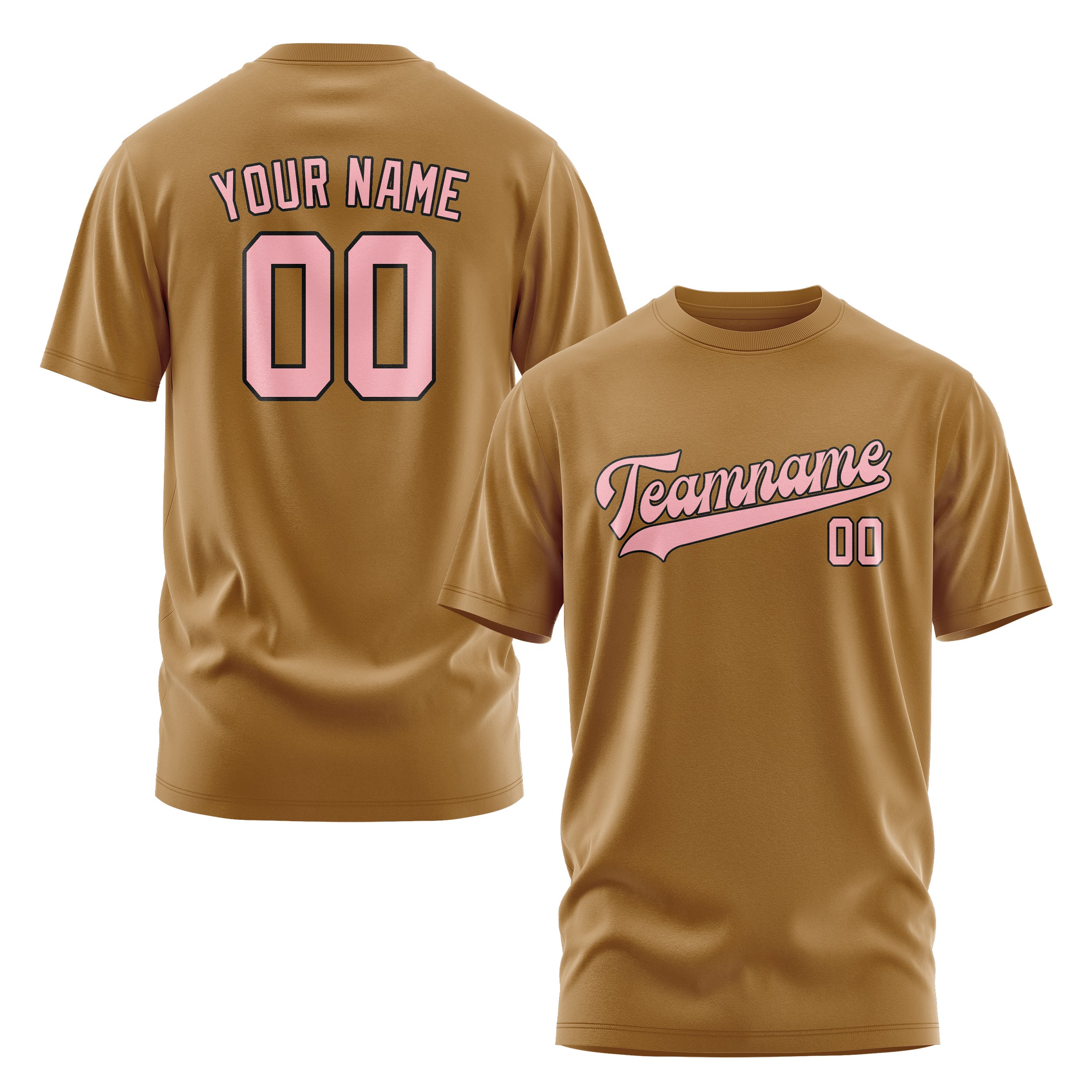 Maßgeschneidertes Khaki Rosa T-Shirt
