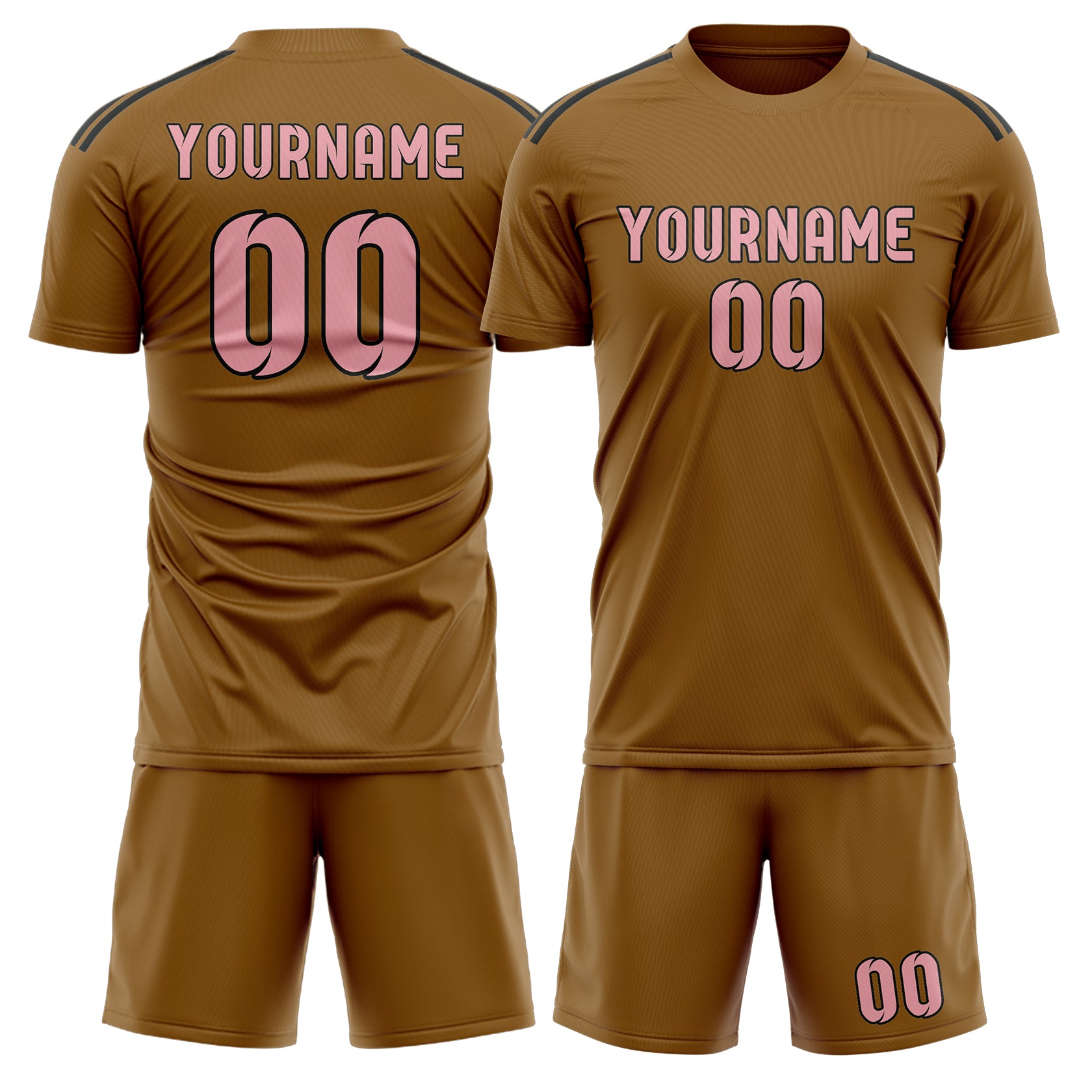 Maßgeschneidertes Professionelles Khaki Rosa Fußballtrikot-Set