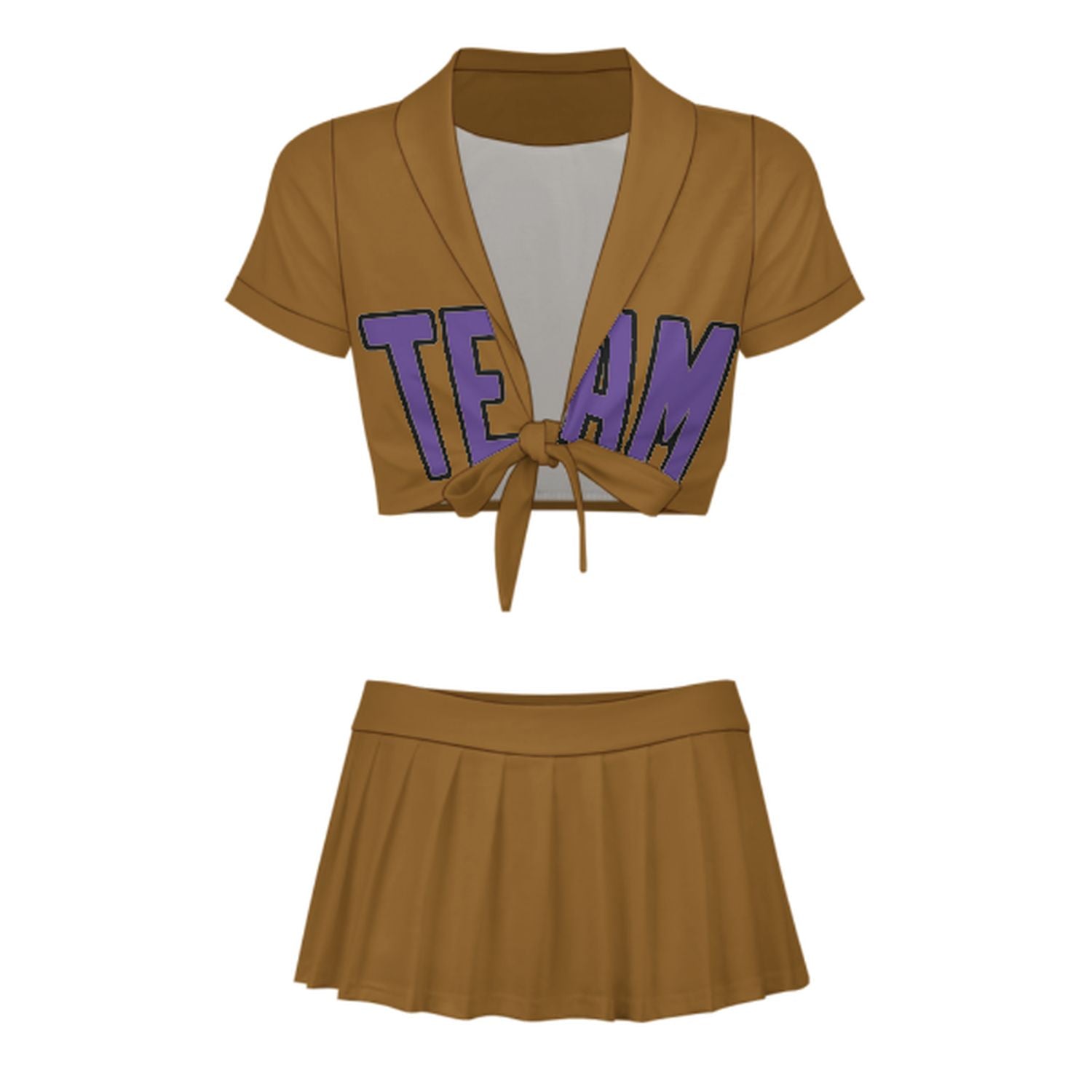 Maßgeschneidertes Khaki Lavendel Cheerleader Outfit Set