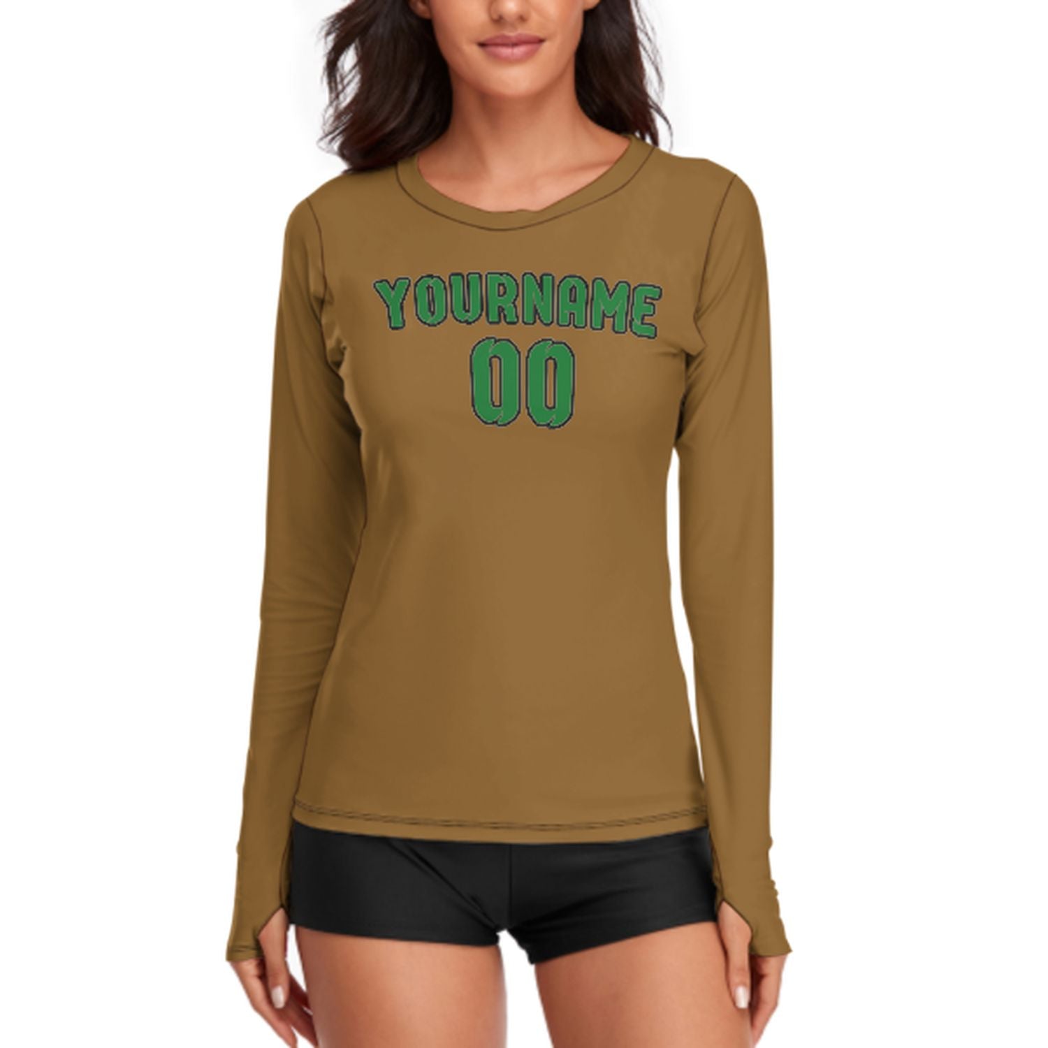 Camicia da donna a maniche lunghe color verde smeraldo kaki su misura