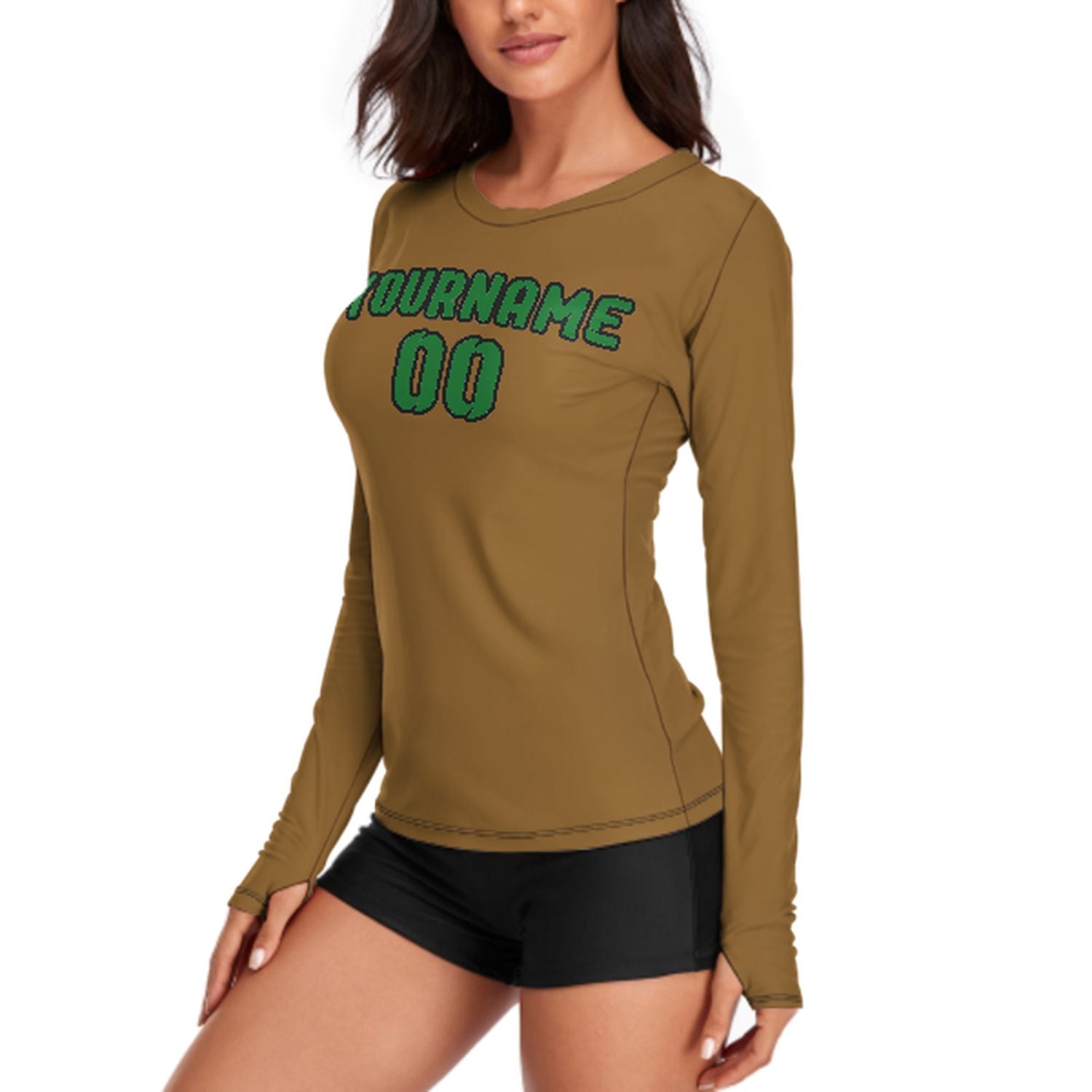 Camicia da donna a maniche lunghe color verde smeraldo kaki su misura