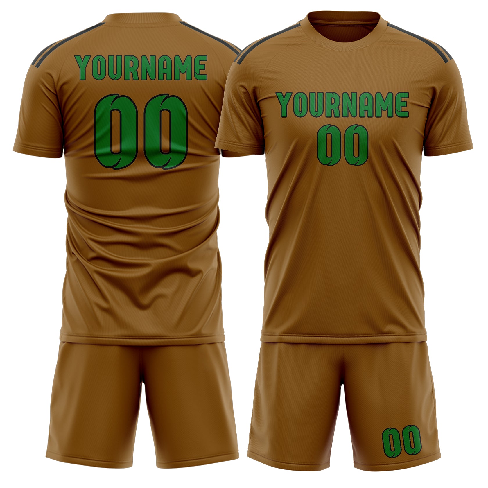 Maßgeschneidertes Professionelles Khaki Smaragdgrün Fußballtrikot-Set