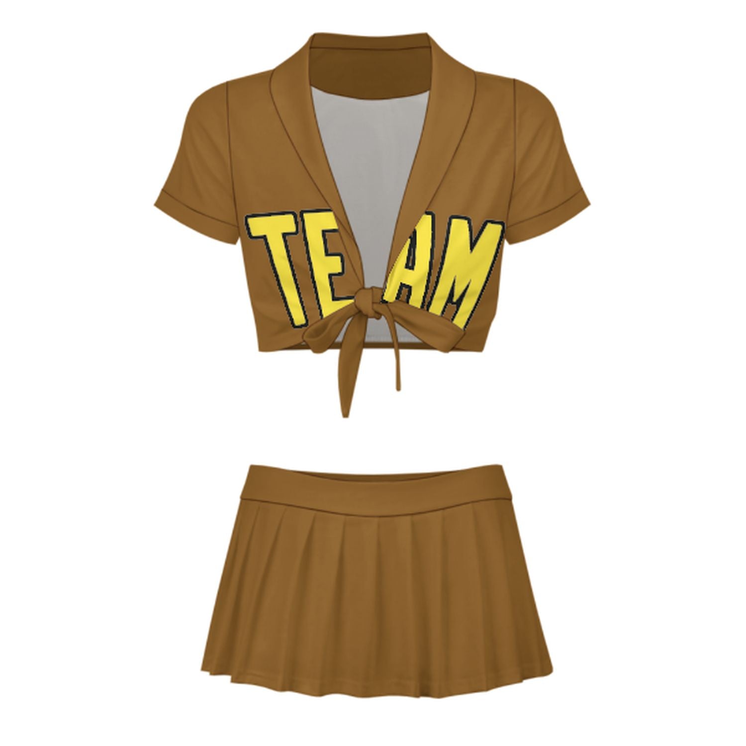 Maßgeschneidertes Khaki Blassgelb Cheerleader Outfit Set