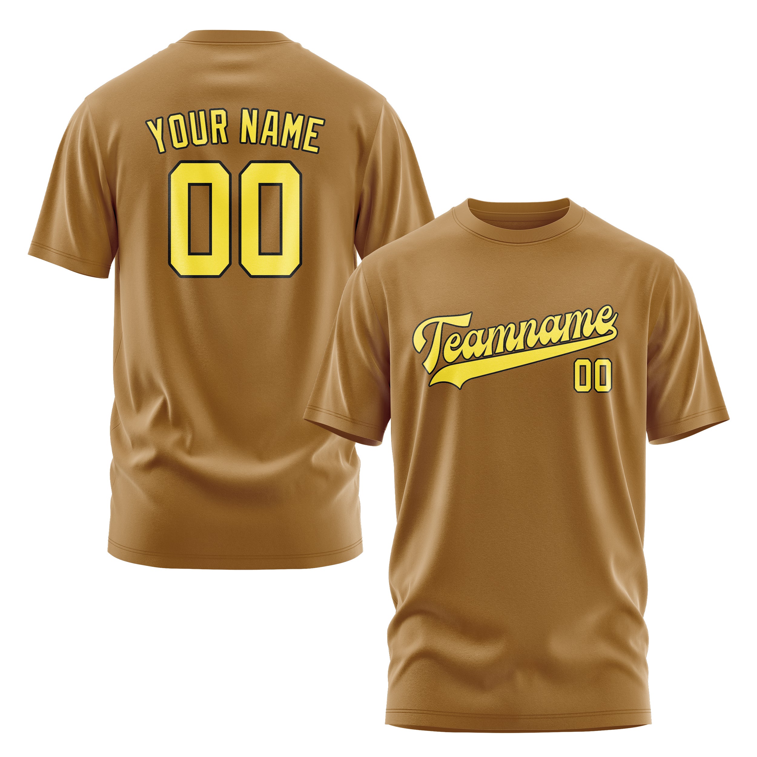 Maßgeschneidertes Khaki Blassgelb T-Shirt