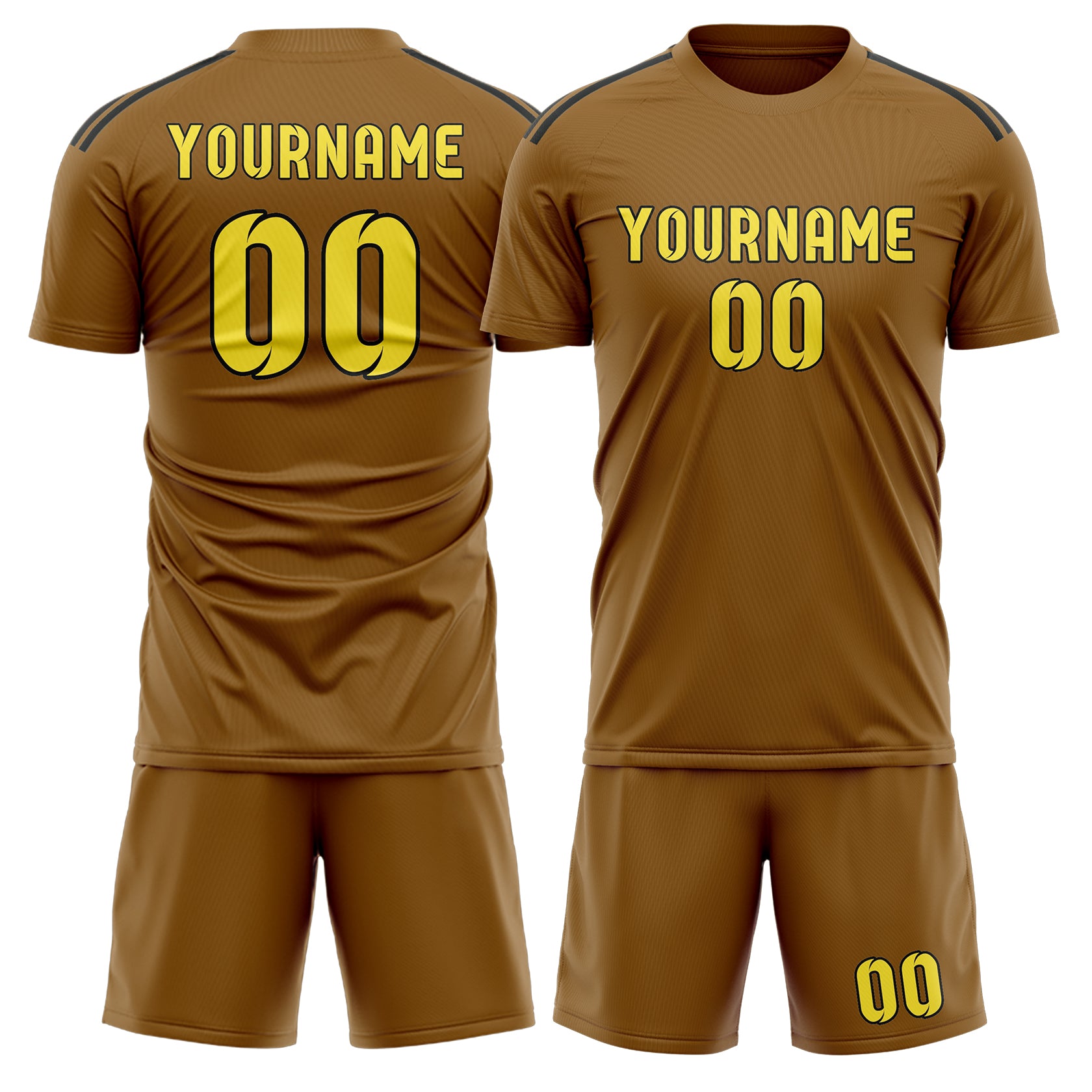 Maßgeschneidertes Professionelles Khaki Blassgelb Fußballtrikot-Set