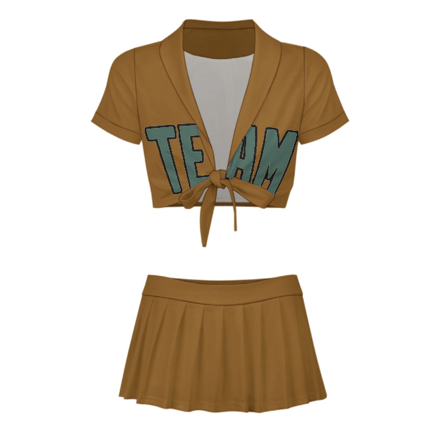 Maßgeschneidertes Khaki Blaugrün Cheerleader Outfit Set