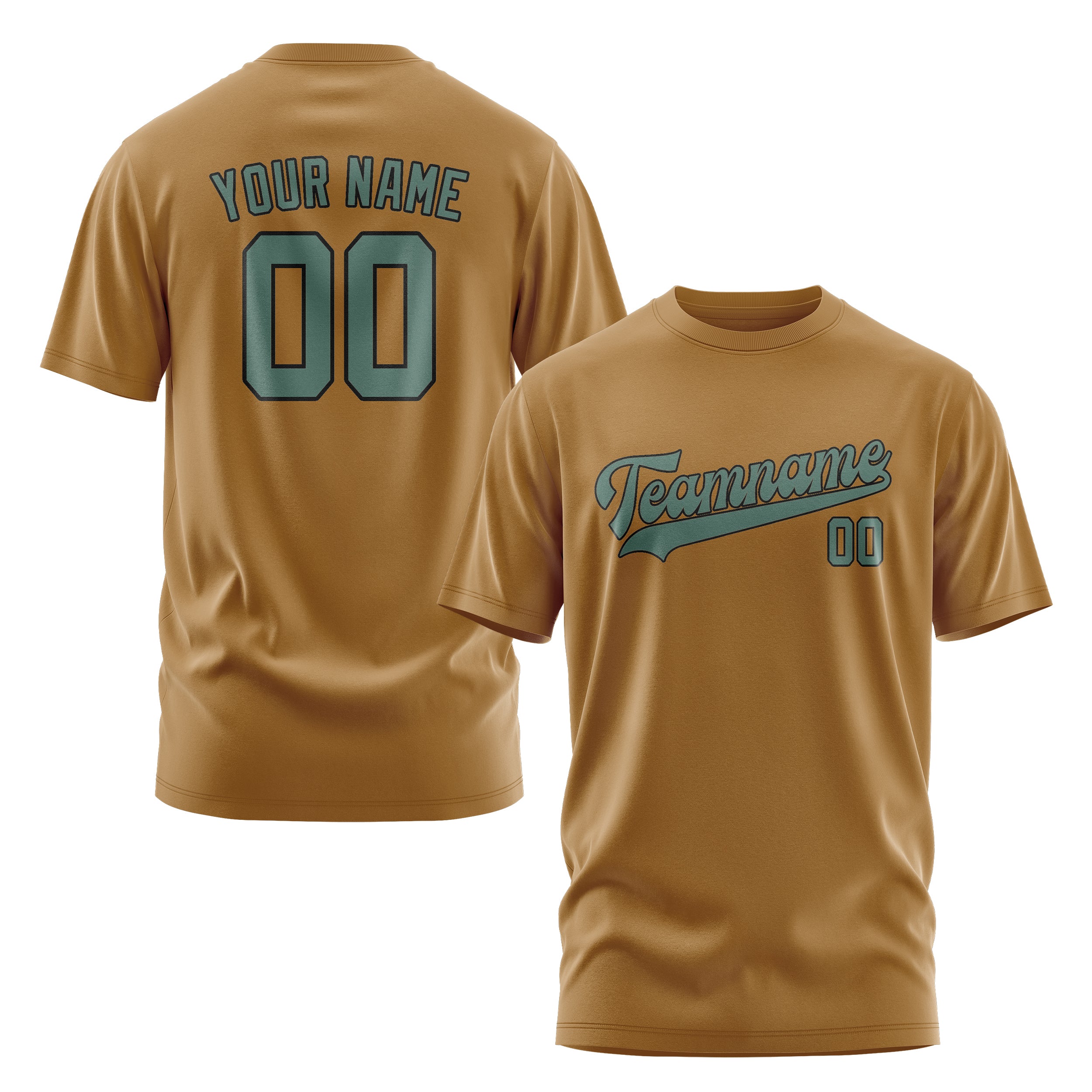 Maßgeschneidertes Khaki Blaugrün T-Shirt