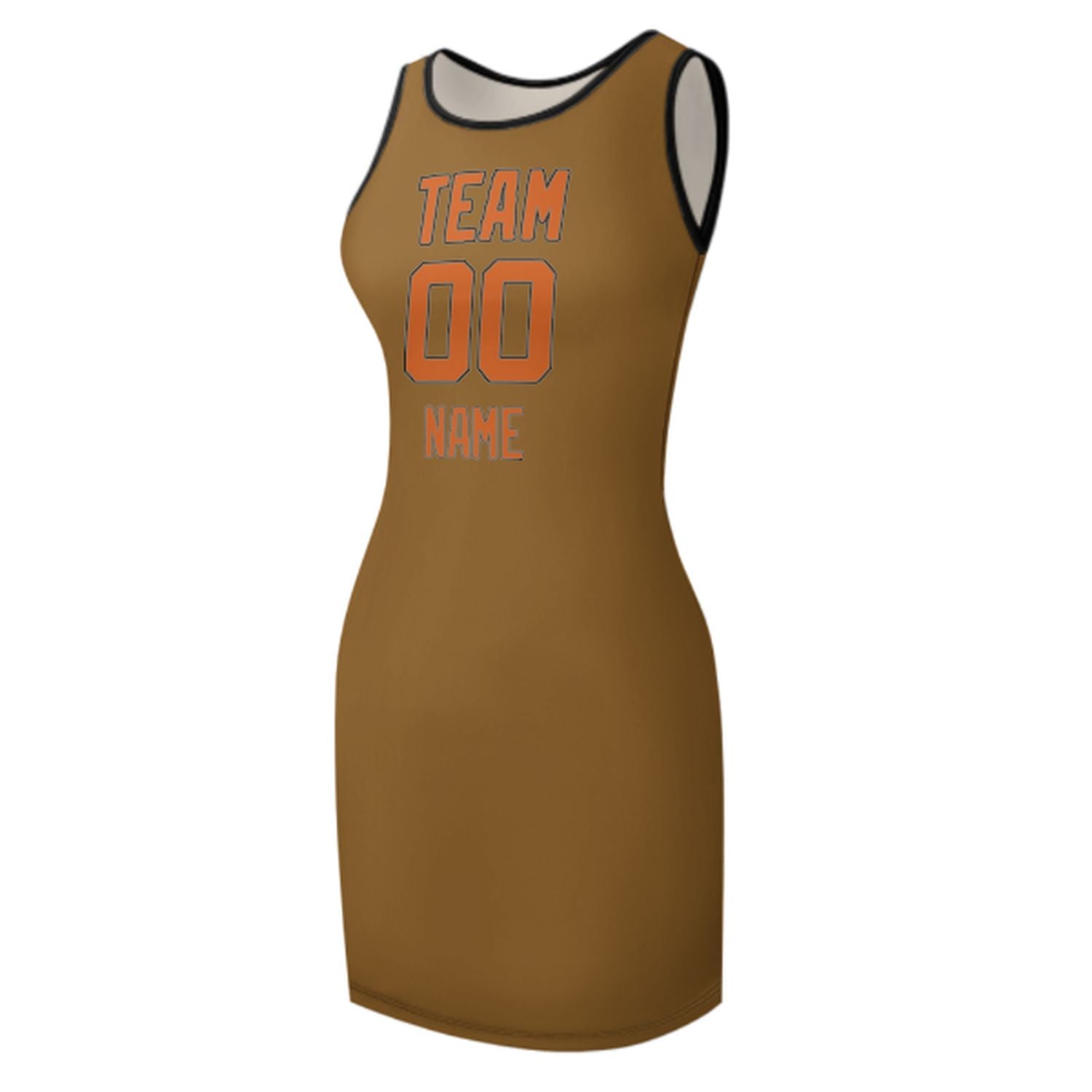 Maßgeschneidertes Khaki Orange Ärmelloses Trägerkleid