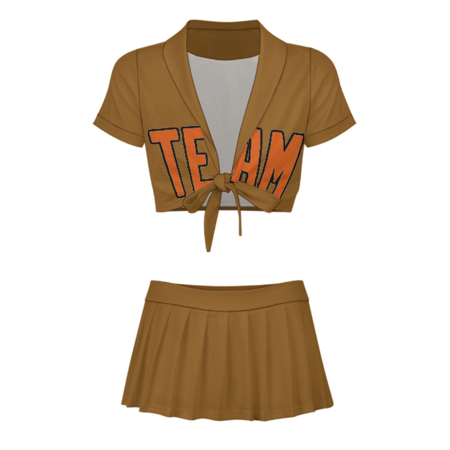 Maßgeschneidertes Khaki Orange Cheerleader Outfit Set