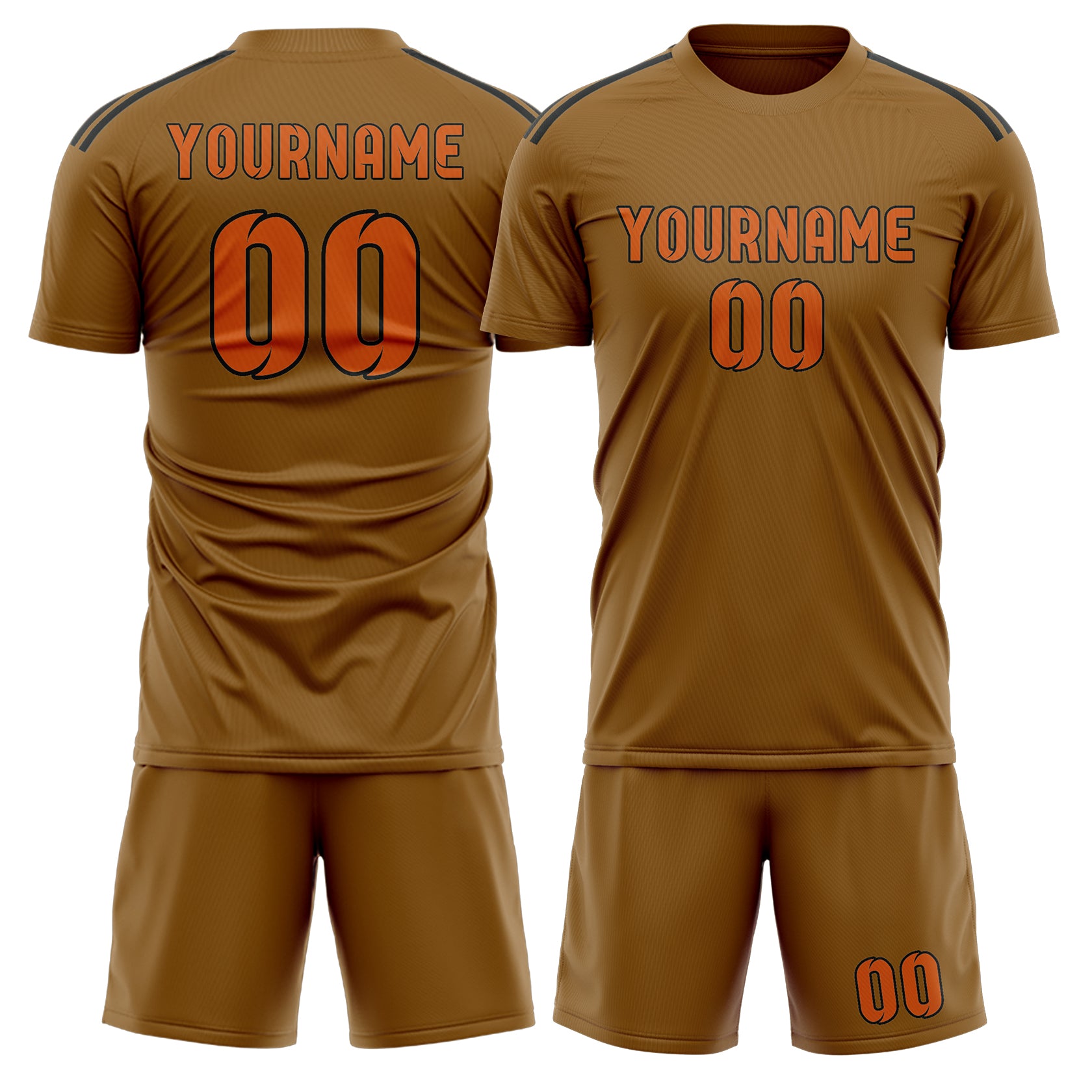 Maßgeschneidertes Professionelles Khaki Orange Fußballtrikot-Set