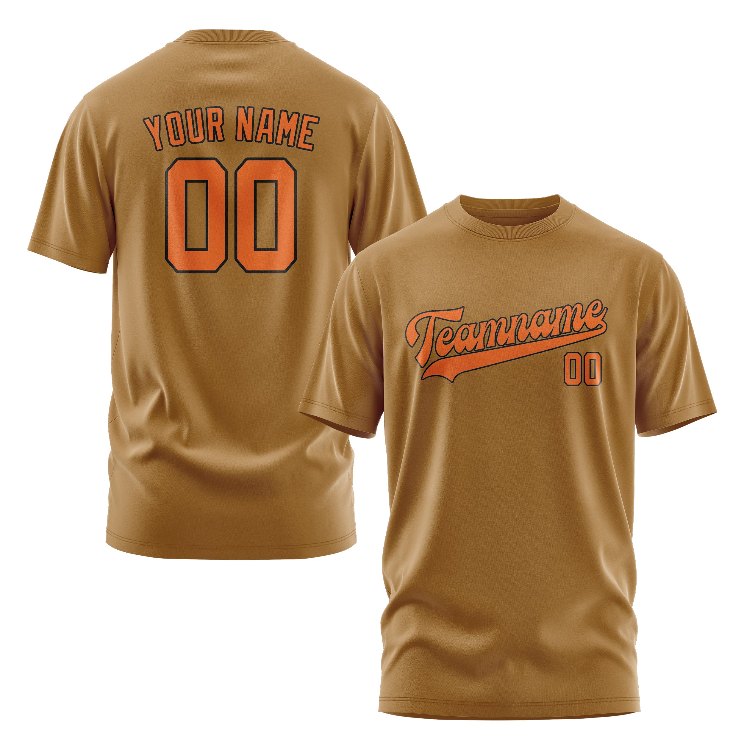 Maßgeschneidertes Khaki Orange T-Shirt