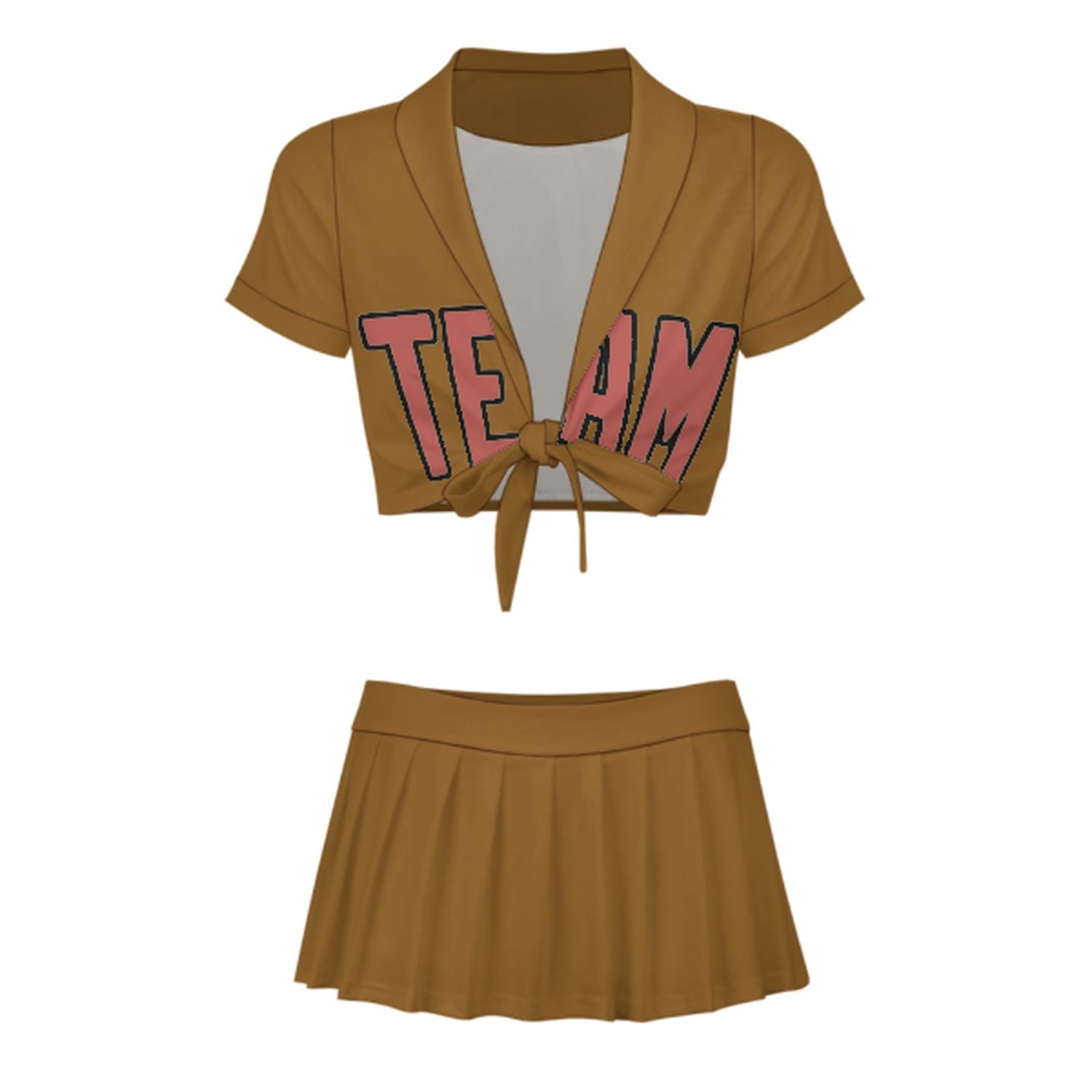 Maßgeschneidertes Khaki Kupferrose Cheerleader Outfit Set