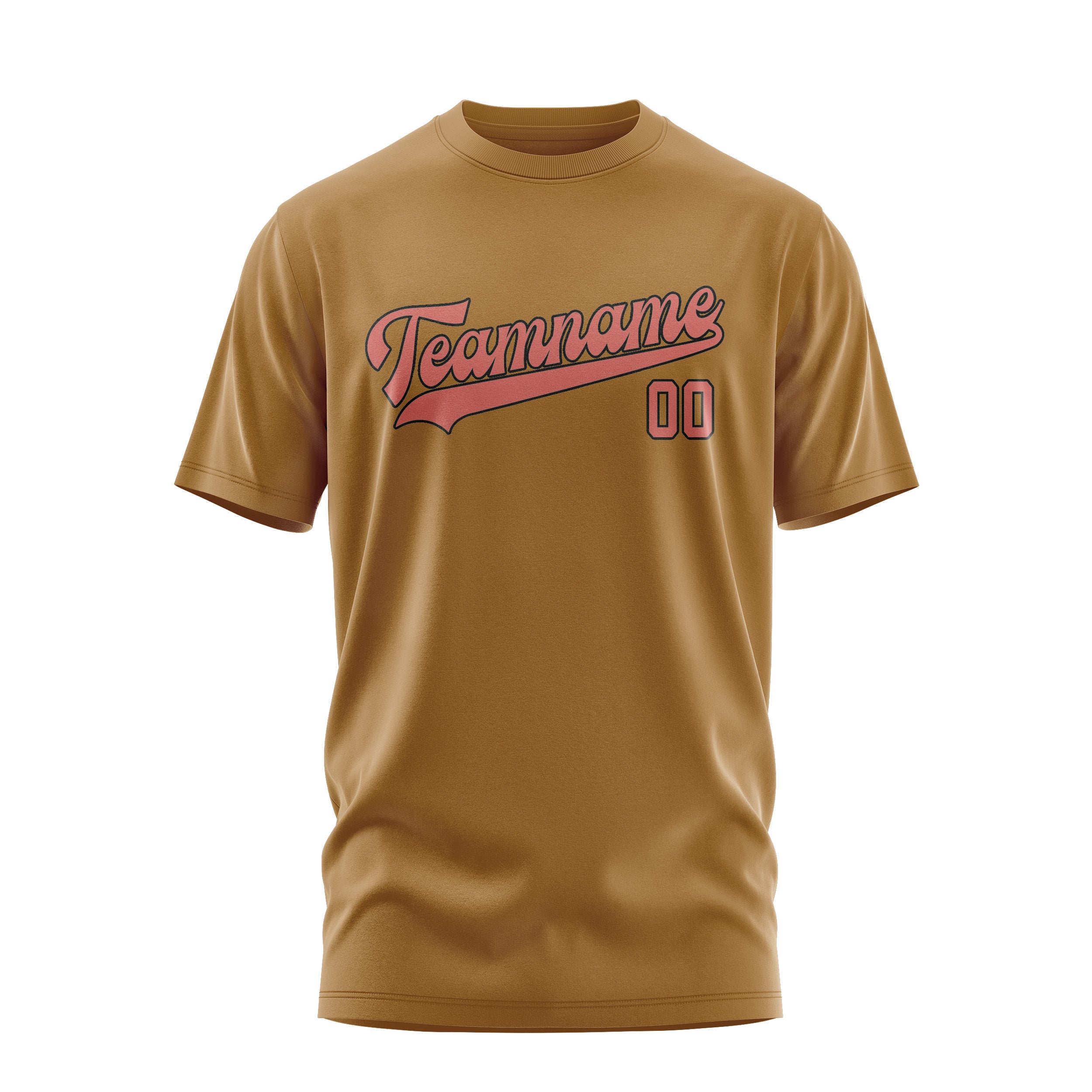 Maßgeschneidertes Khaki Kupferrose T-Shirt