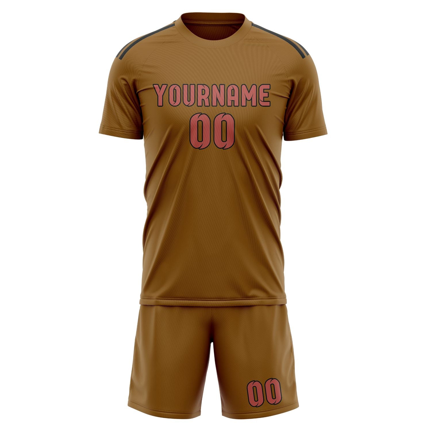 Maßgeschneidertes Professionelles Khaki Kupferrose Fußballtrikot-Set