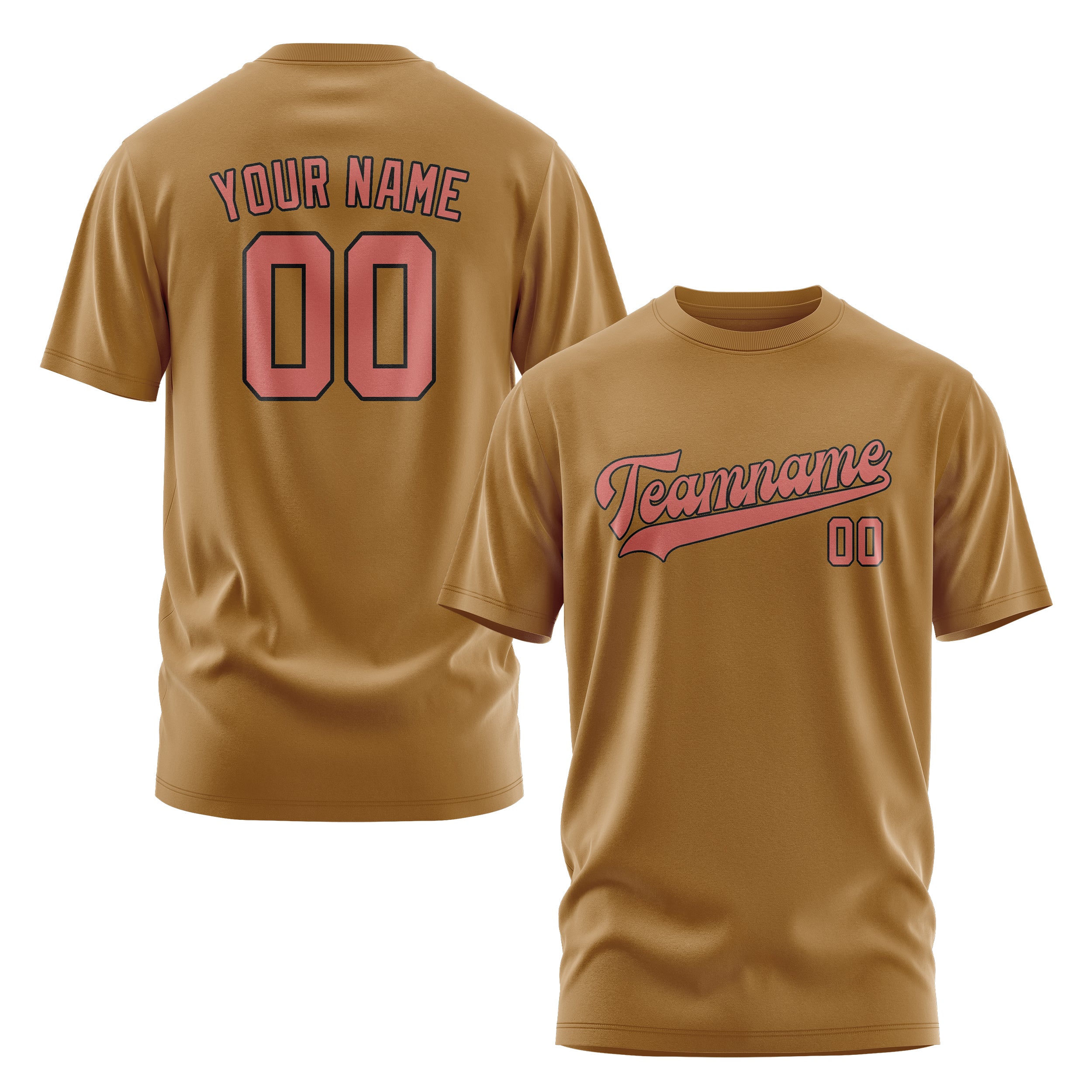 Maßgeschneidertes Khaki Kupferrose T-Shirt