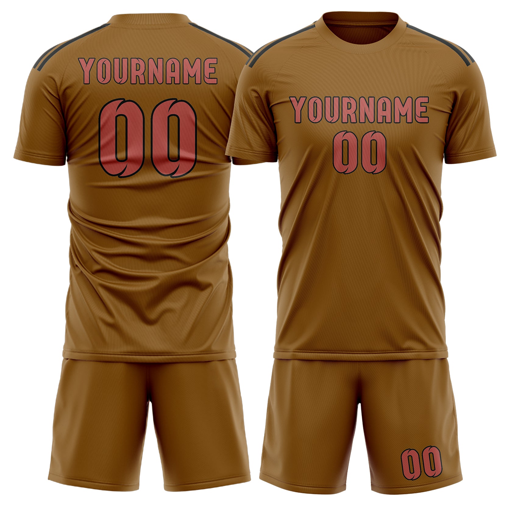 Maßgeschneidertes Professionelles Khaki Kupferrose Fußballtrikot-Set