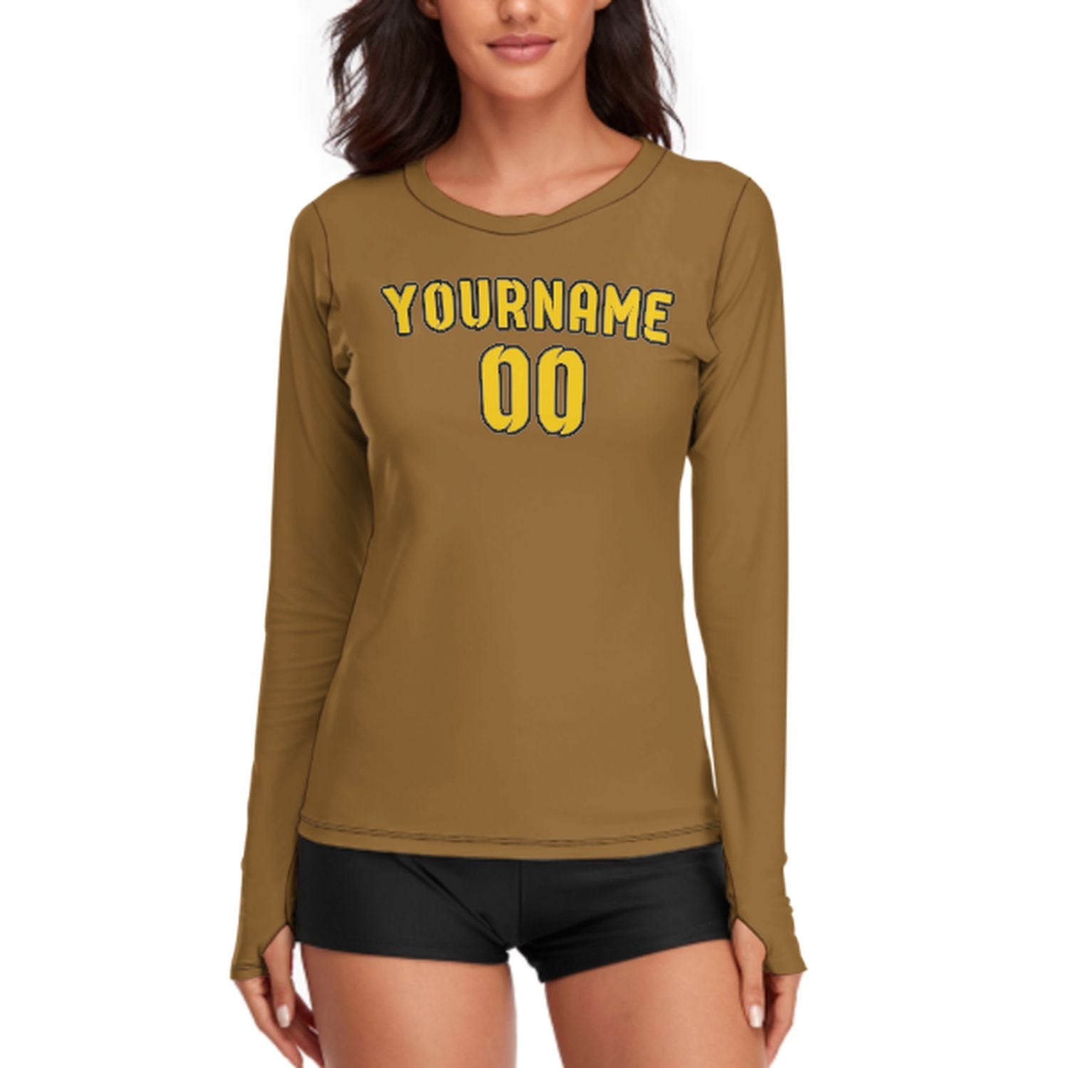 Camicia da donna a maniche lunghe color oro kaki su misura